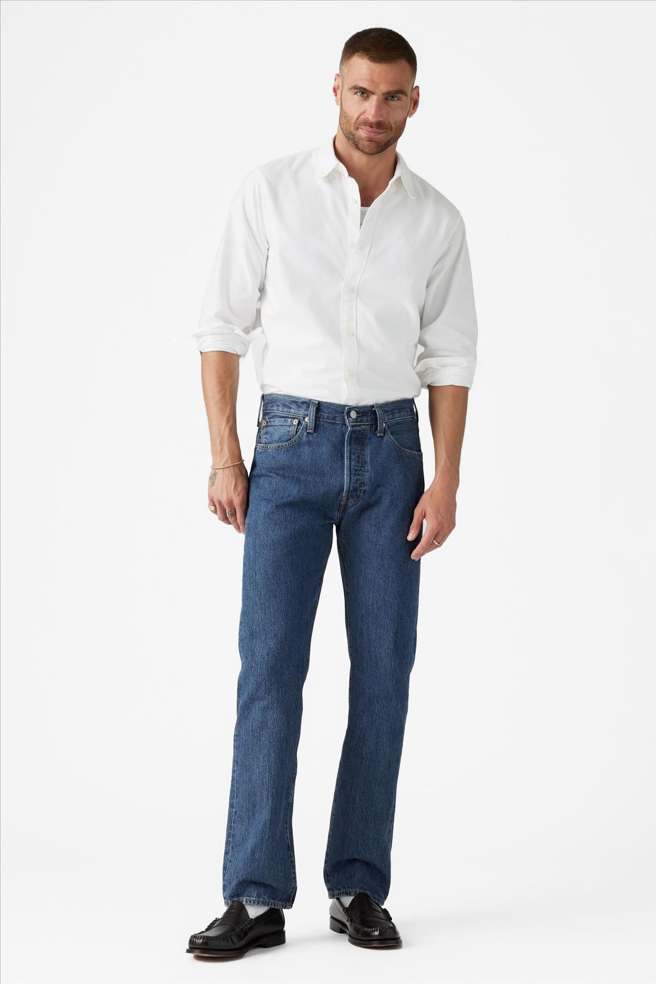 Levi's - Blauwe 501 straight jeans