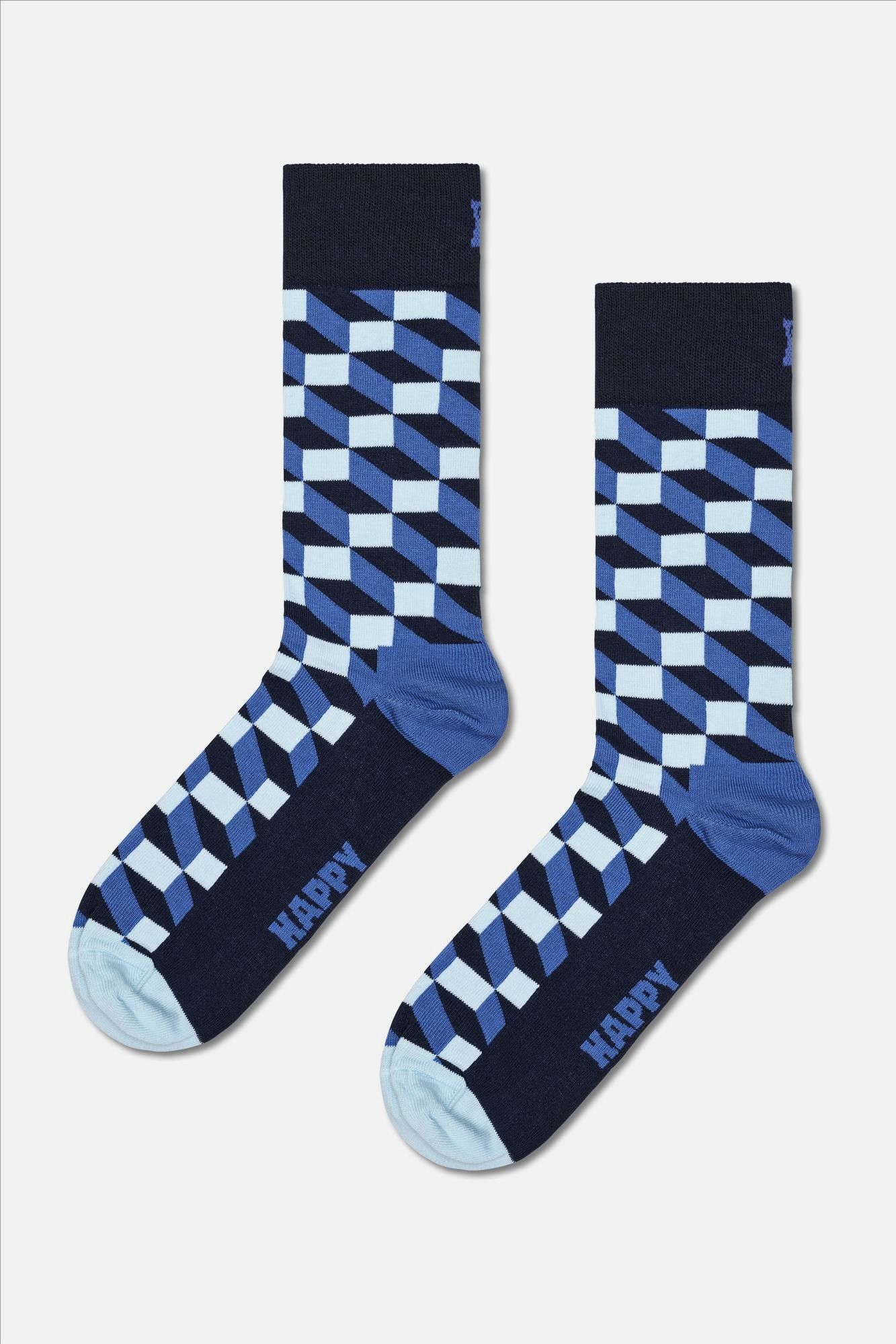 Happy Socks - Donkerblauwe Filled Optic sokken, maat: 41-46