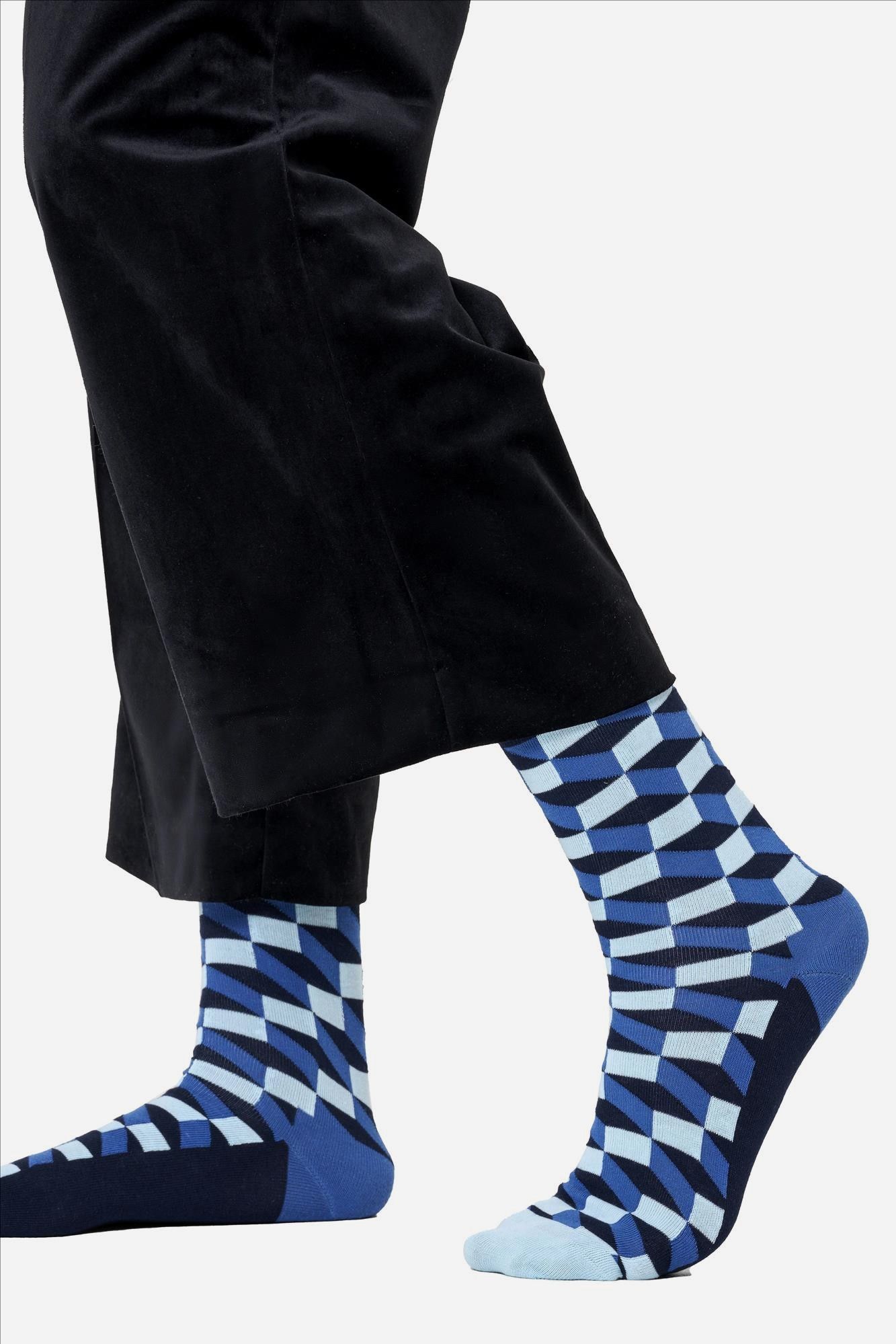 Happy Socks - Donkerblauwe Filled Optic sokken, maat: 41-46
