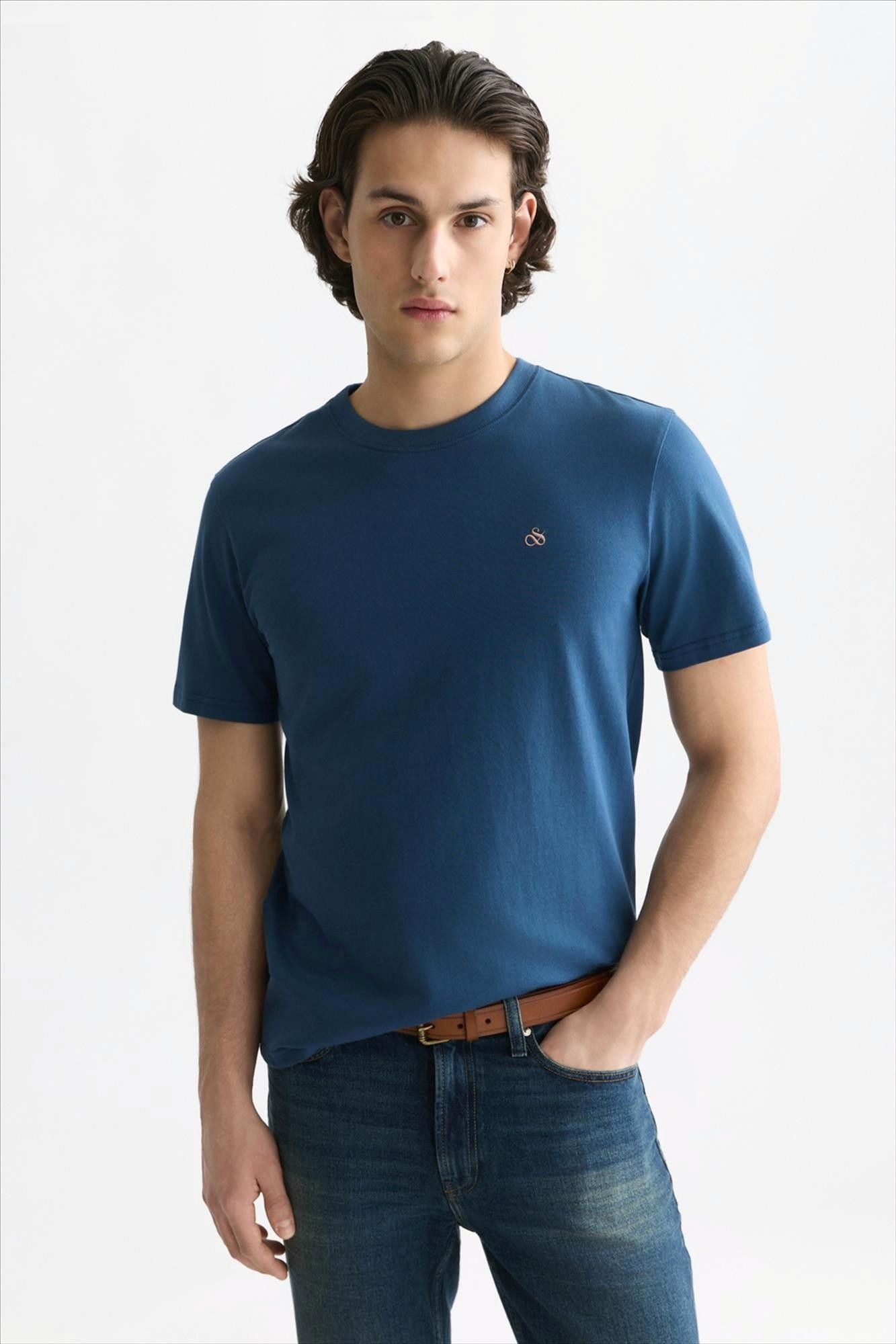 Scotch & Soda - Blauwe Seasonal Essentials Logo T-shirt