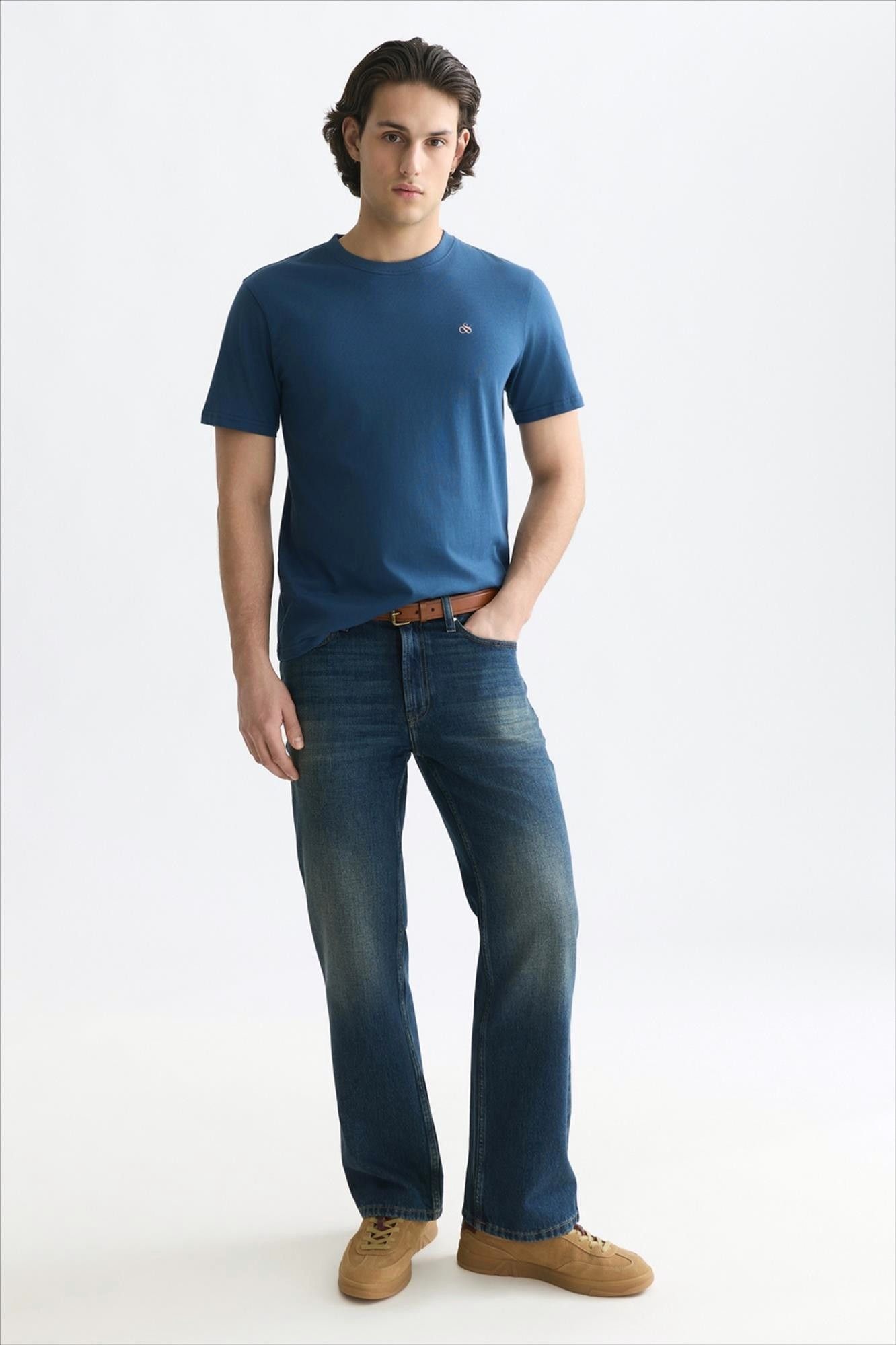 Scotch & Soda - Blauwe Seasonal Essentials Logo T-shirt