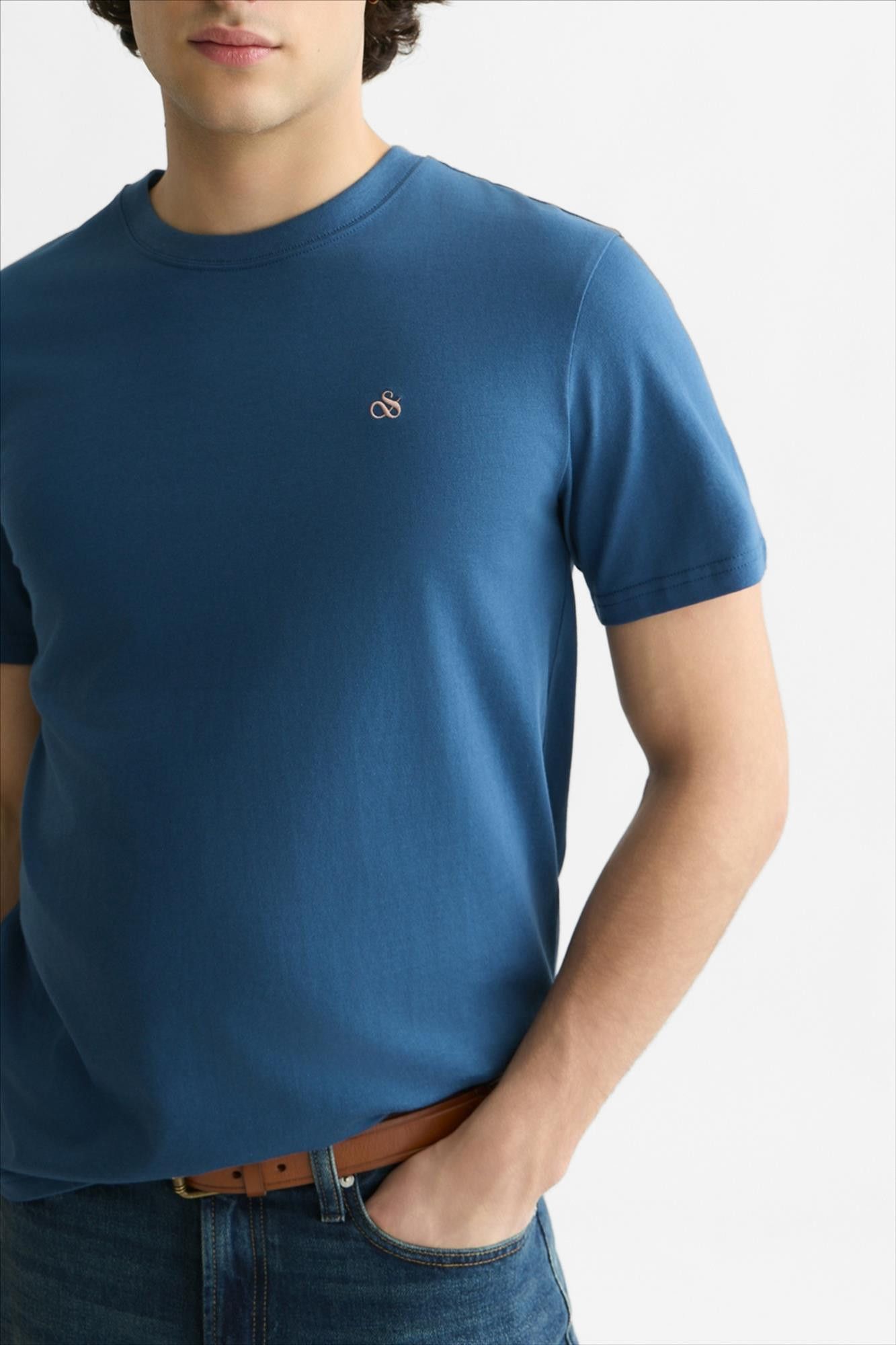 Scotch & Soda - Blauwe Seasonal Essentials Logo T-shirt