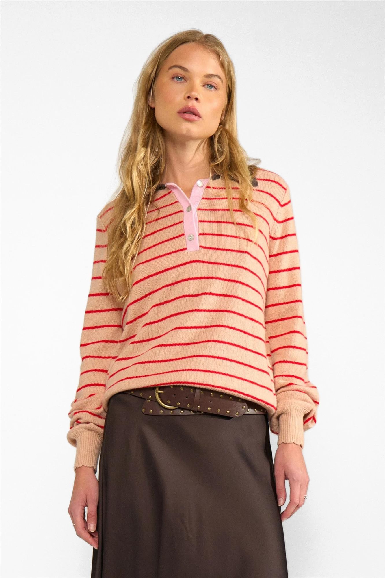 Nümph - Lichtoranje Lucinda Stripe trui