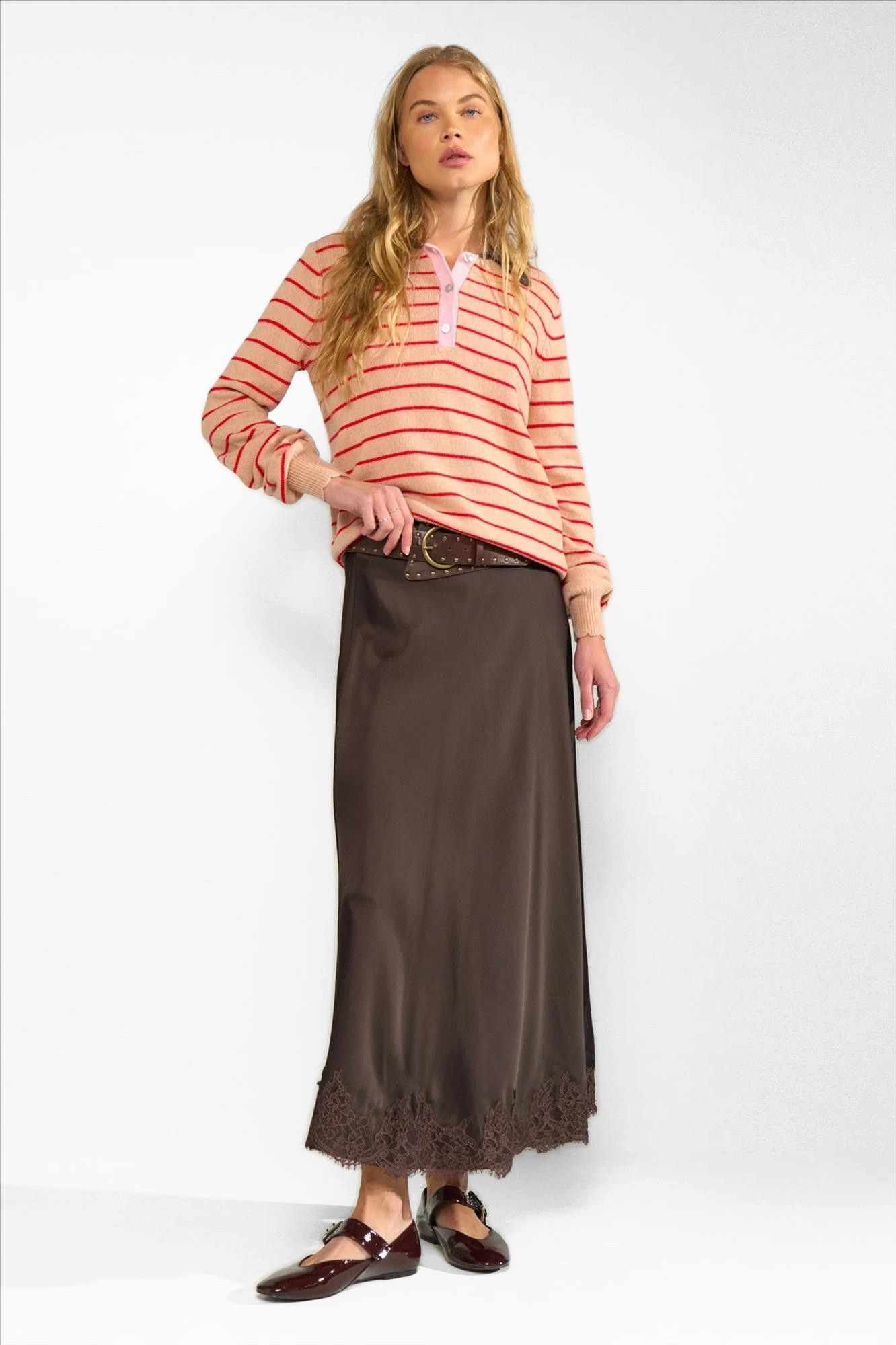 Nümph - Lichtoranje Lucinda Stripe trui