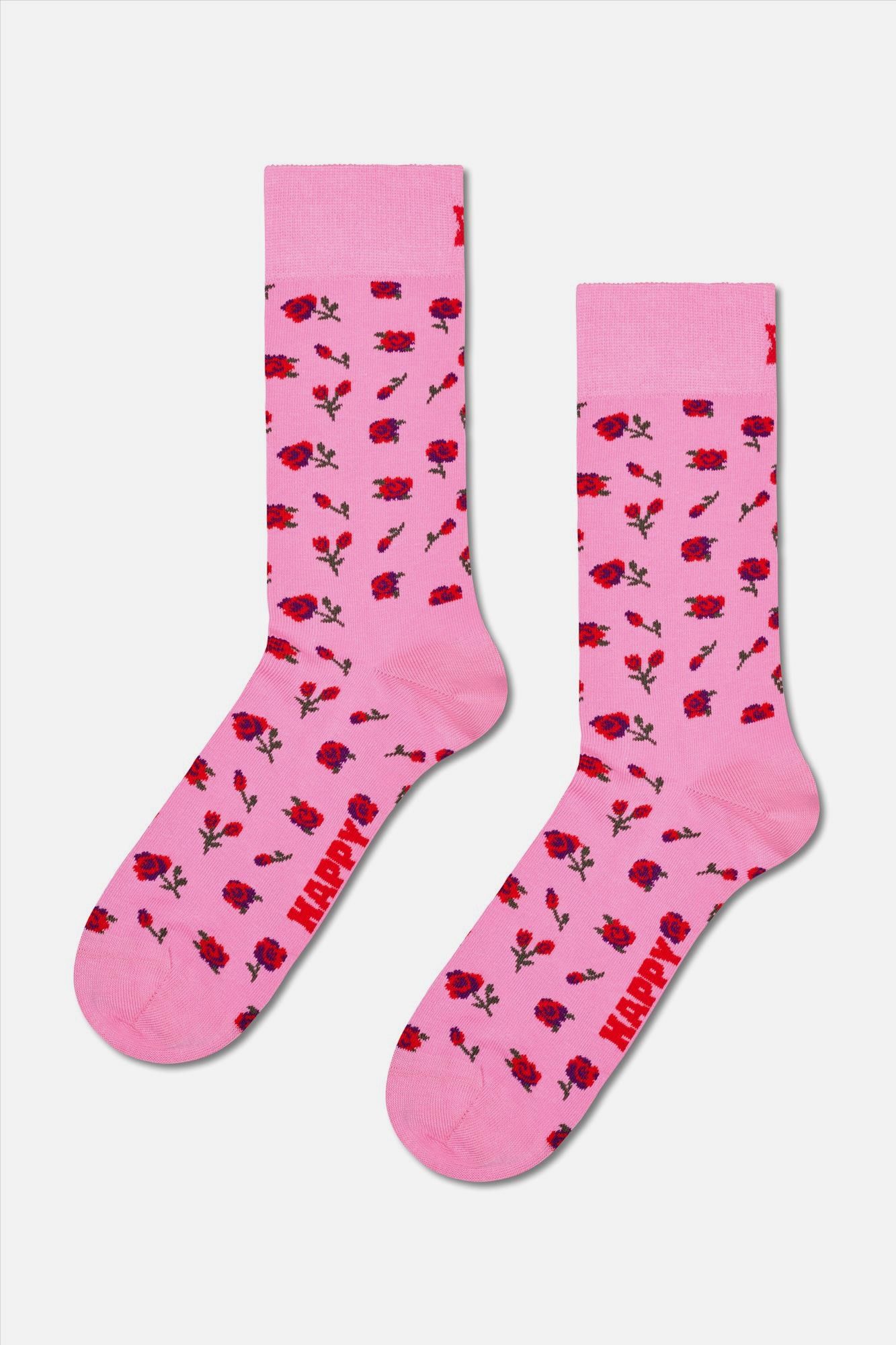 Happy Socks - Roze Roses sokken, maat: 36-40