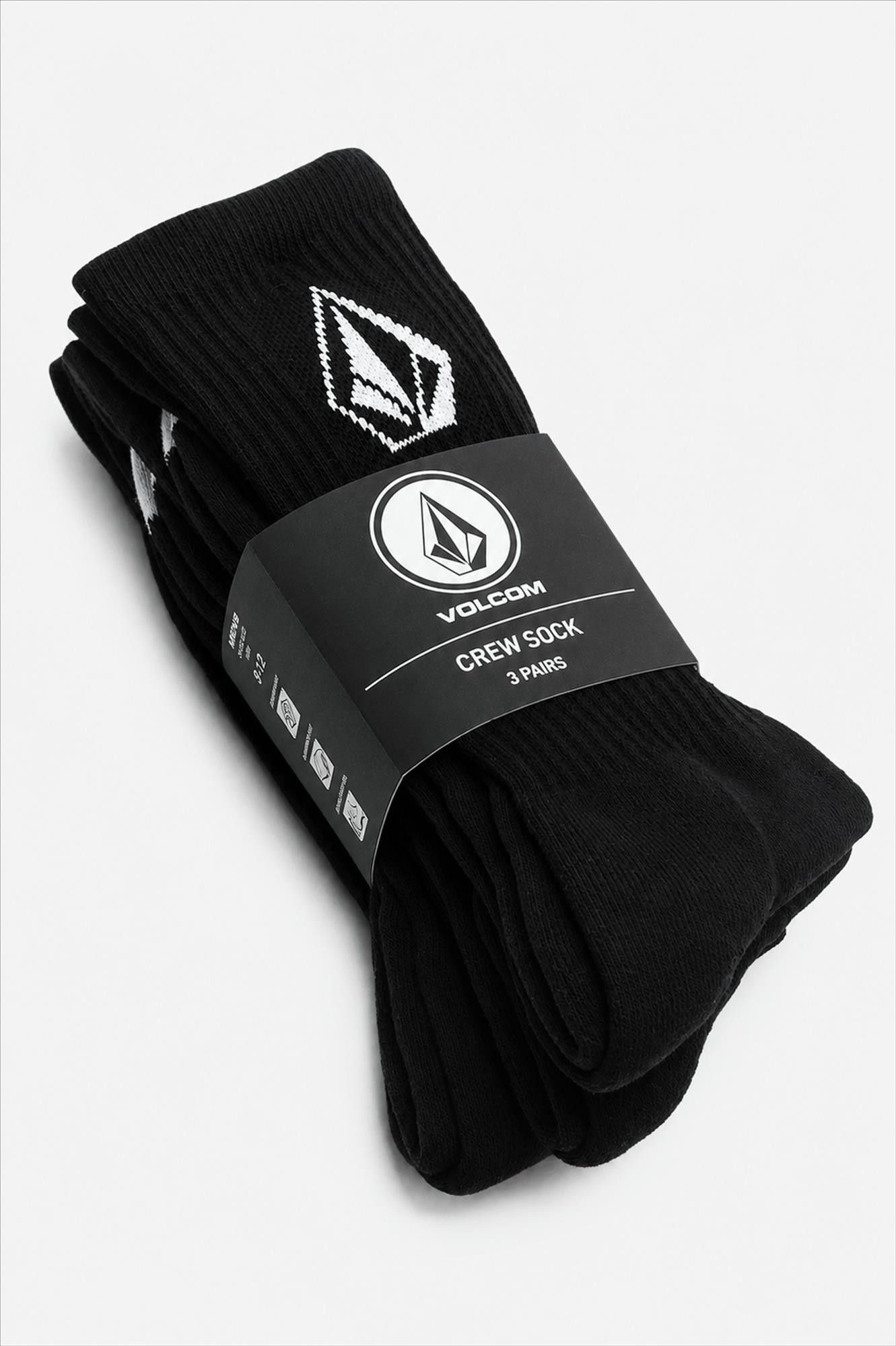 Volcom - Zwarte Full Stone Crew 3-pack sportsokken, maat: 42-47