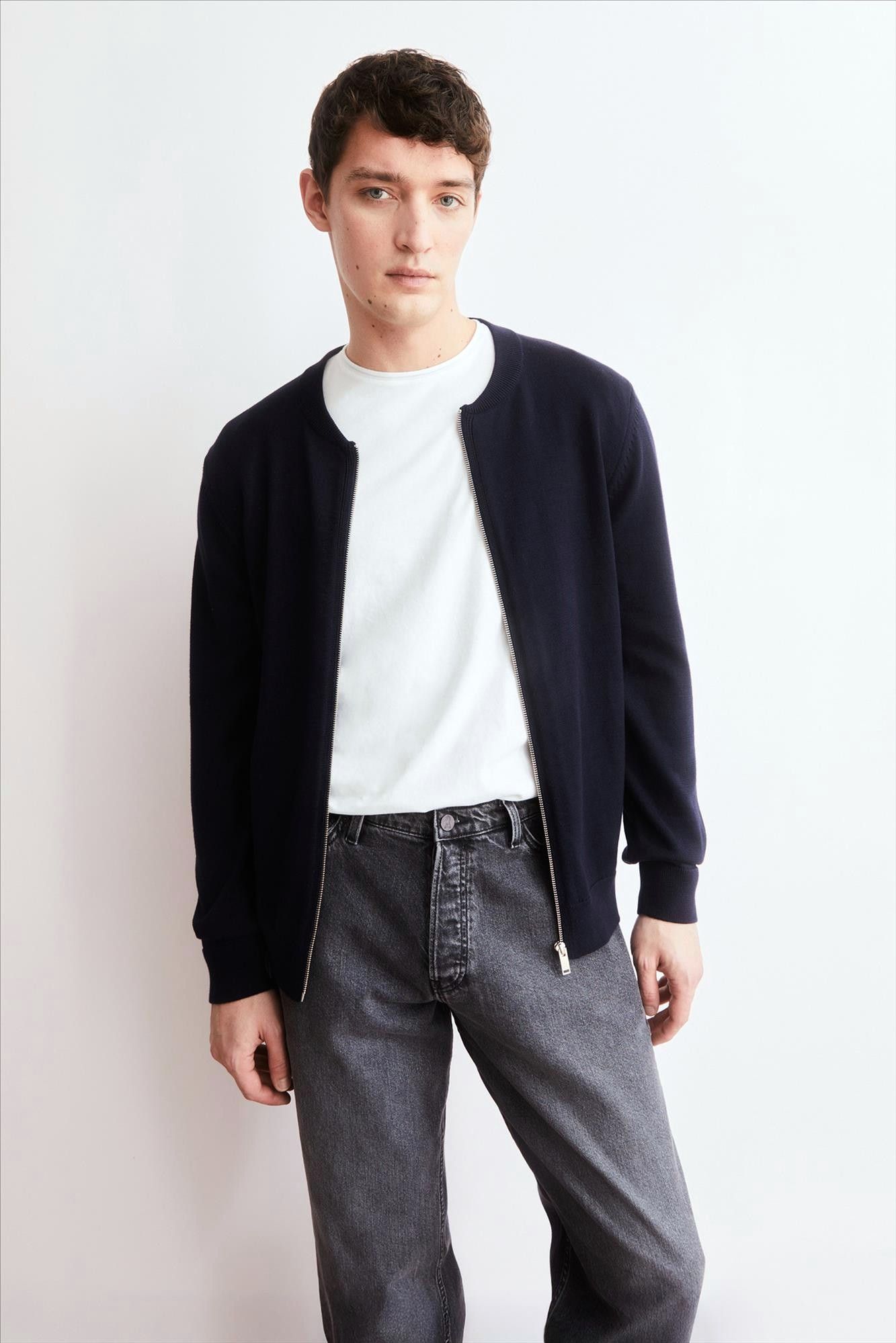 Armed Angels - Donkerblauwe Agaamon jacket trui