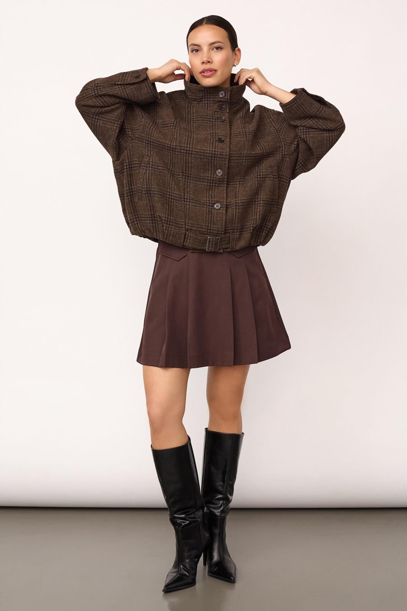 CO'COUTURE - Bruin Gertuite Balloon jacket