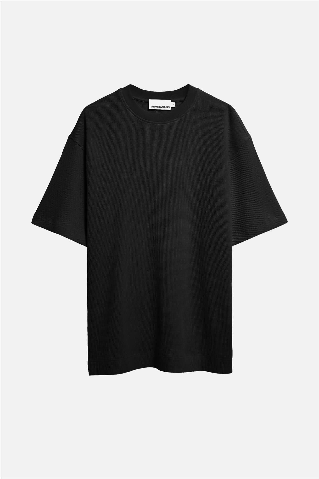 Armed Angels - Zwarte Maarkos Waffle T-shirt