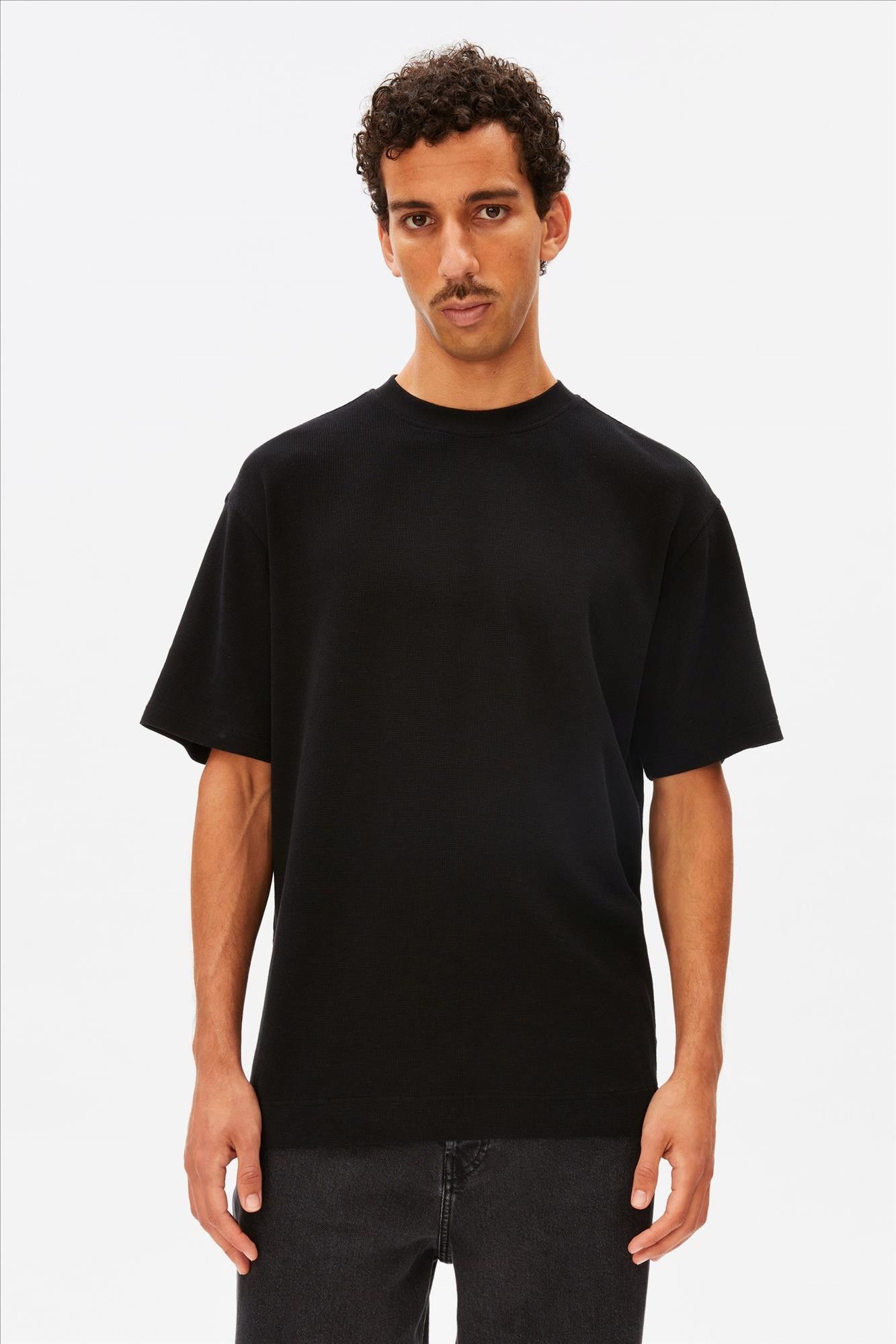 Armed Angels - Zwarte Maarkos Waffle T-shirt