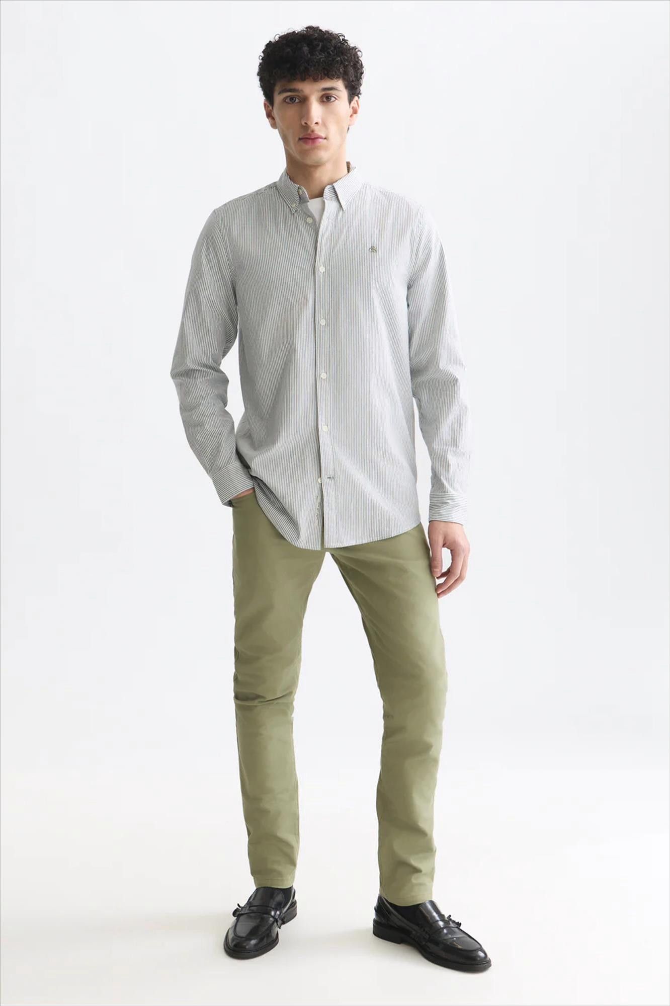 Scotch & Soda - Donkerblauw-Ecru Oxford Striped hemd