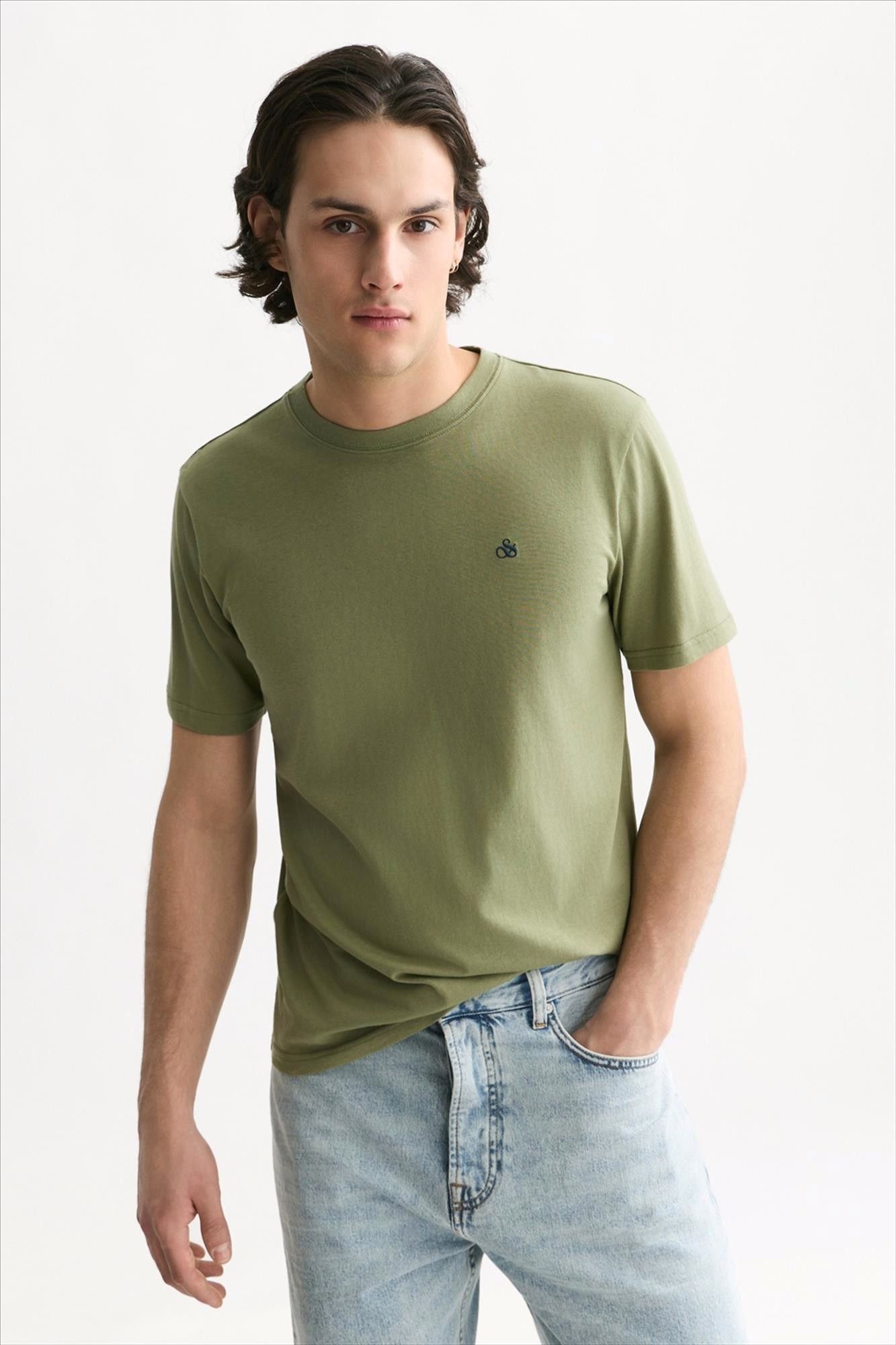 Scotch & Soda - Olijfgroene Seasonal Essentials Logo T-shirt