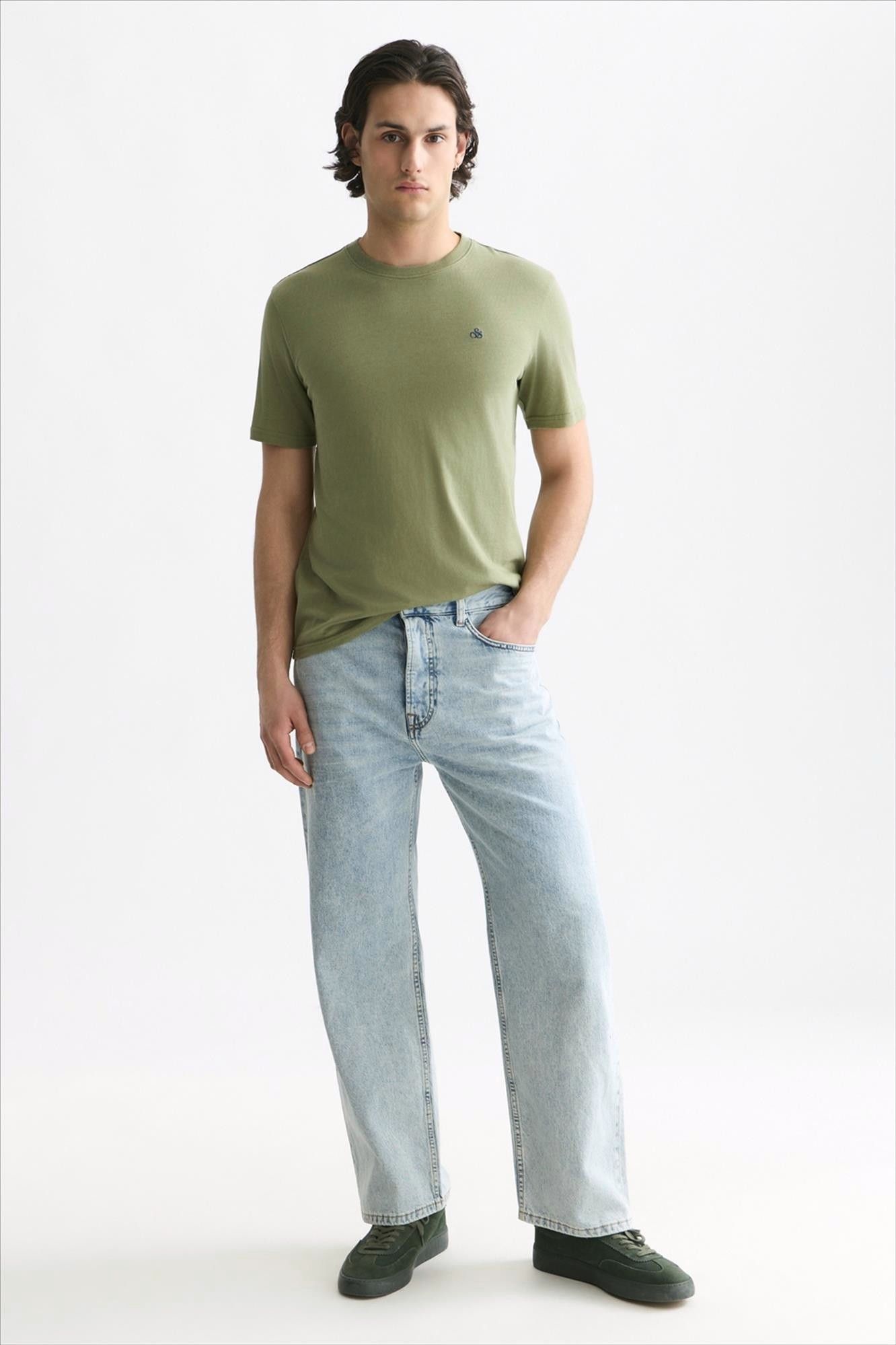 Scotch & Soda - Olijfgroene Seasonal Essentials Logo T-shirt