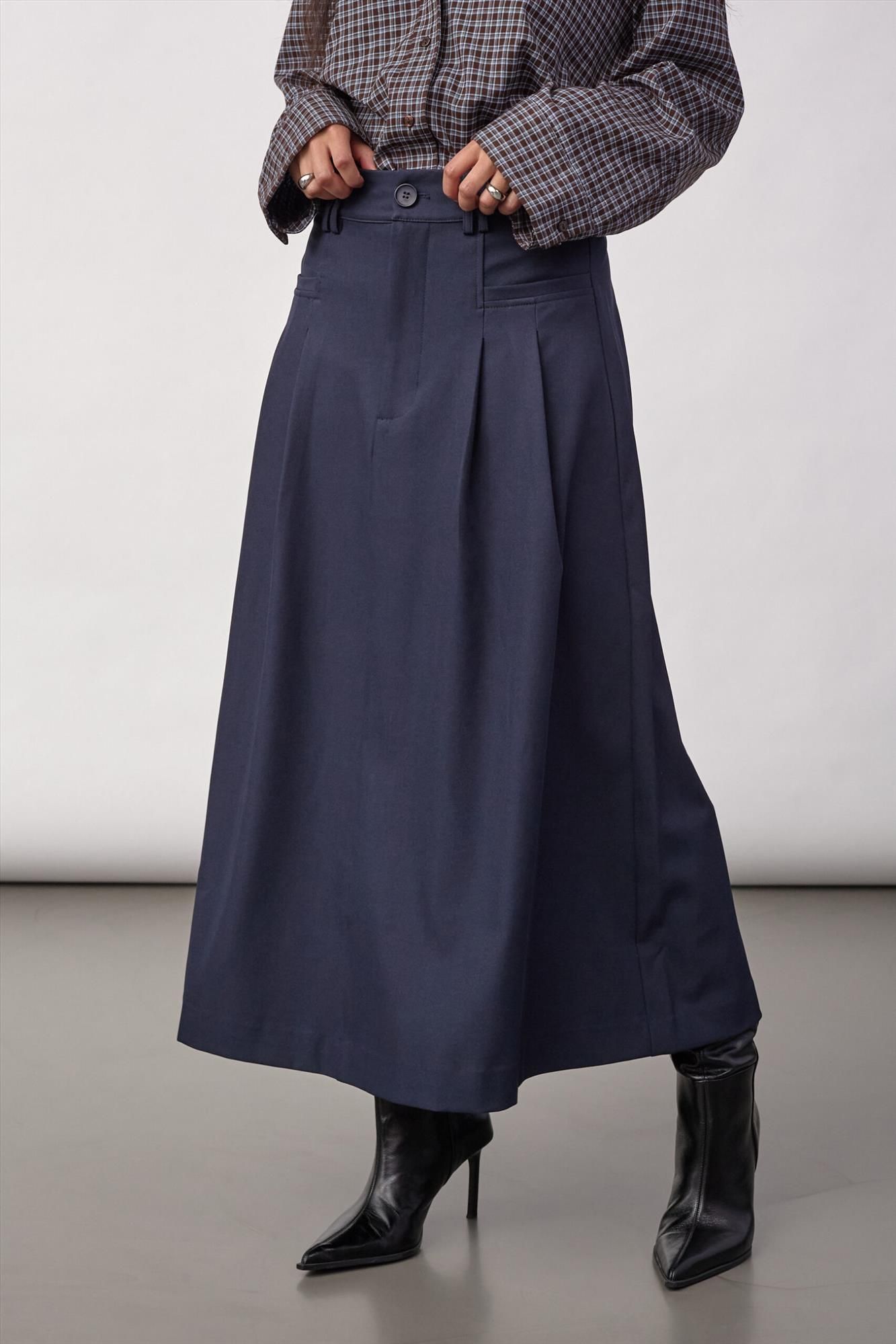 CO'COUTURE - Donkerblauwe Luna Pleat rok