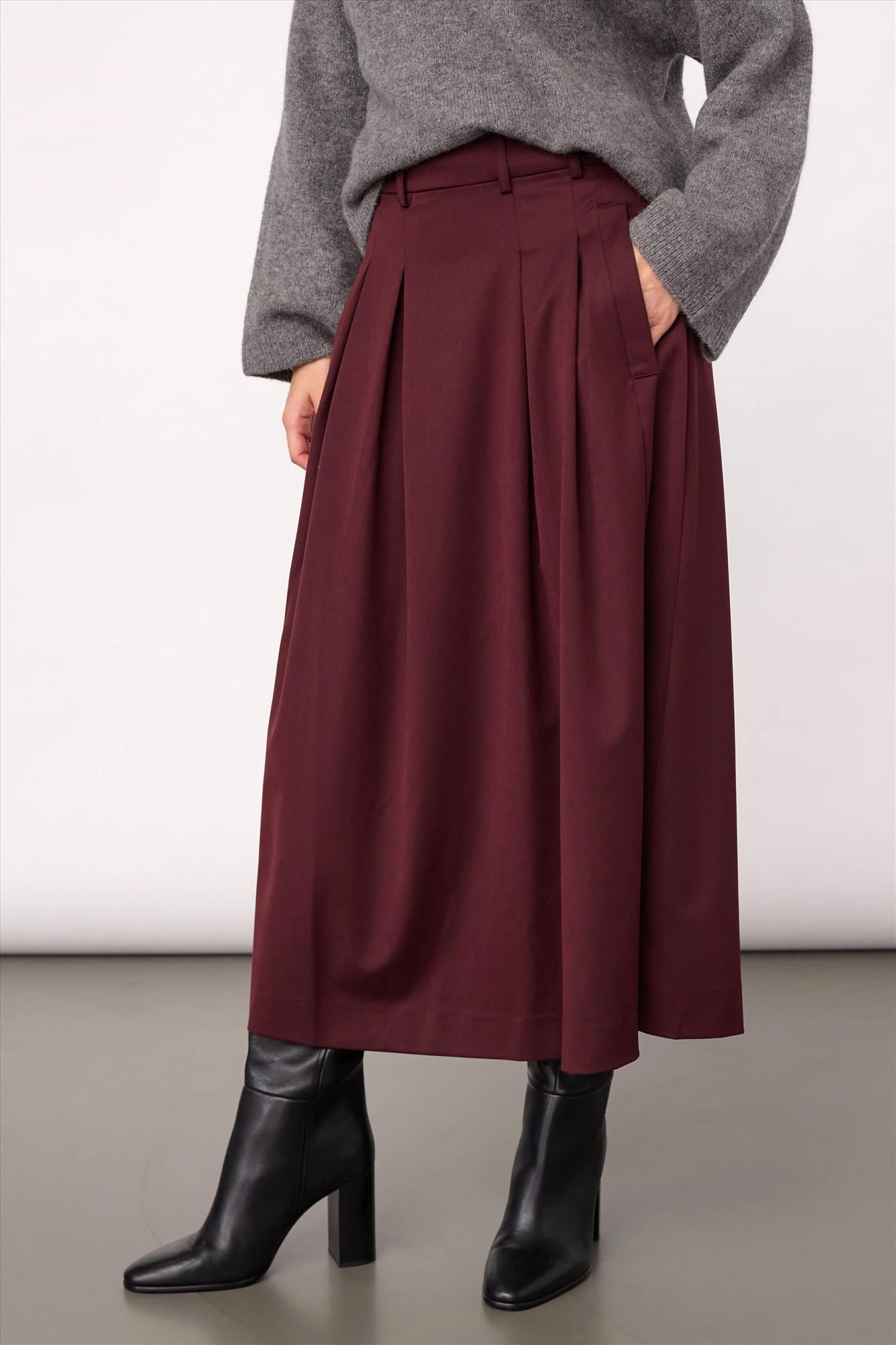 CO'COUTURE - Bordeaux Terry Pleat rok