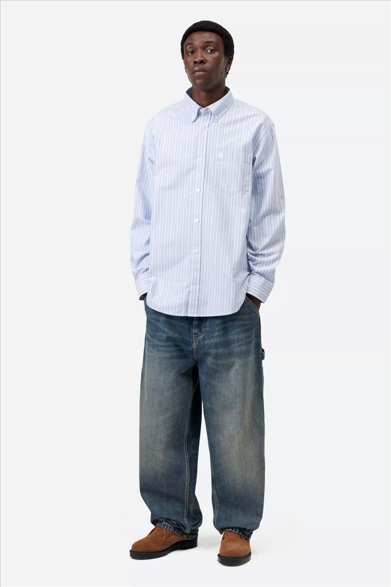 Carhartt WIP - Lichtblauw-Ecru Kanan hemd