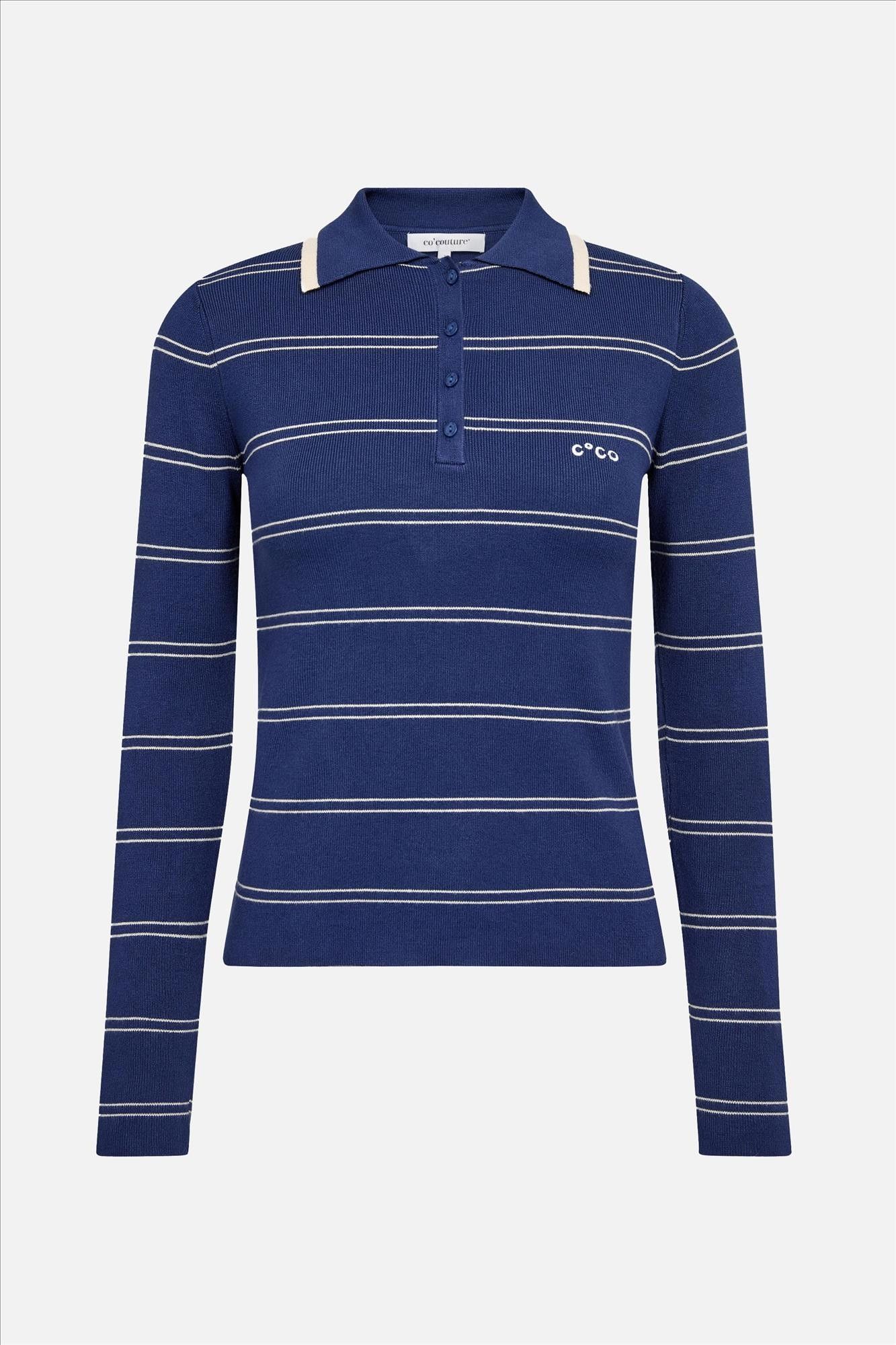 CO'COUTURE - Blauwe Lue Stripe polotrui