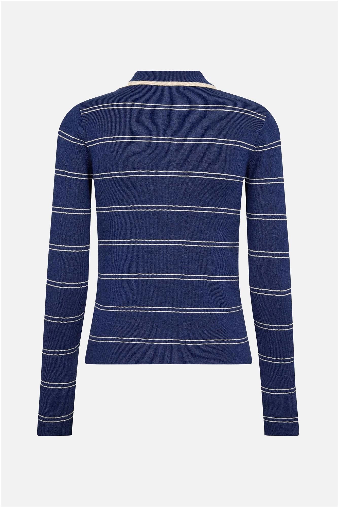 CO'COUTURE - Blauwe Lue Stripe polotrui