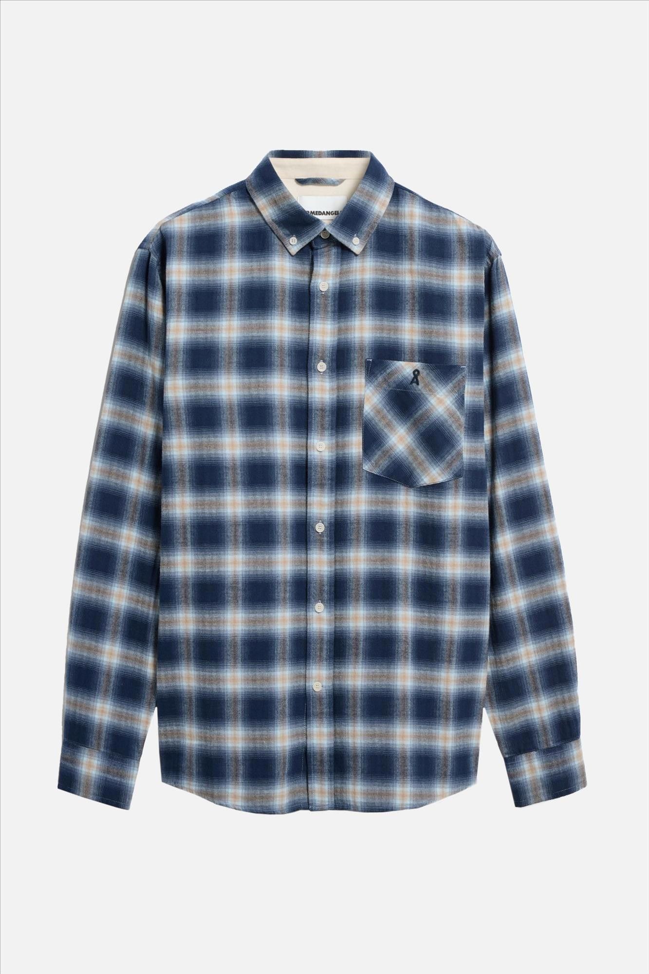 Armed Angels - Blauw-Bruin Check Longsleeve hemd