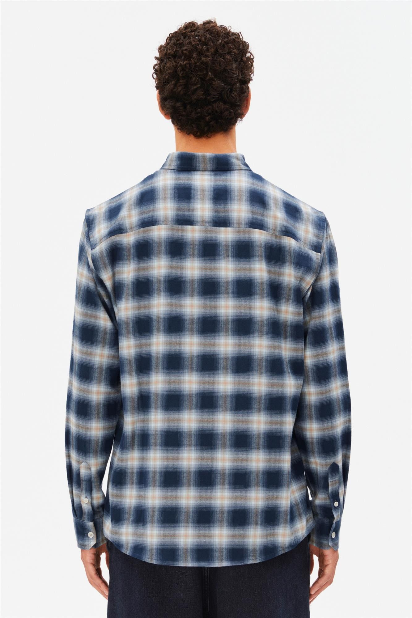 Armed Angels - Blauw-Bruin Check Longsleeve hemd
