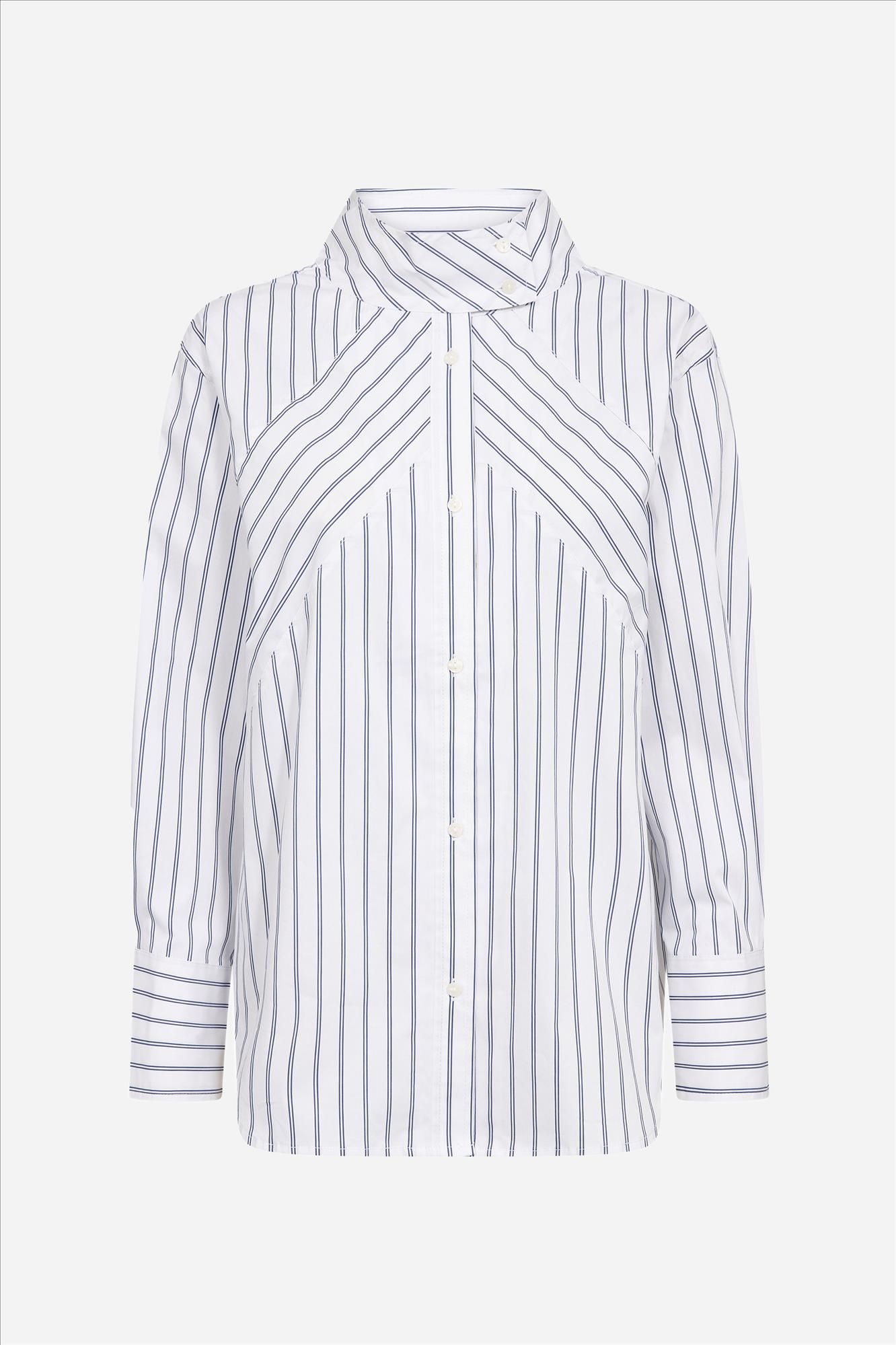 CO'COUTURE - Witte Somo Stripe Funnel Neck blouse