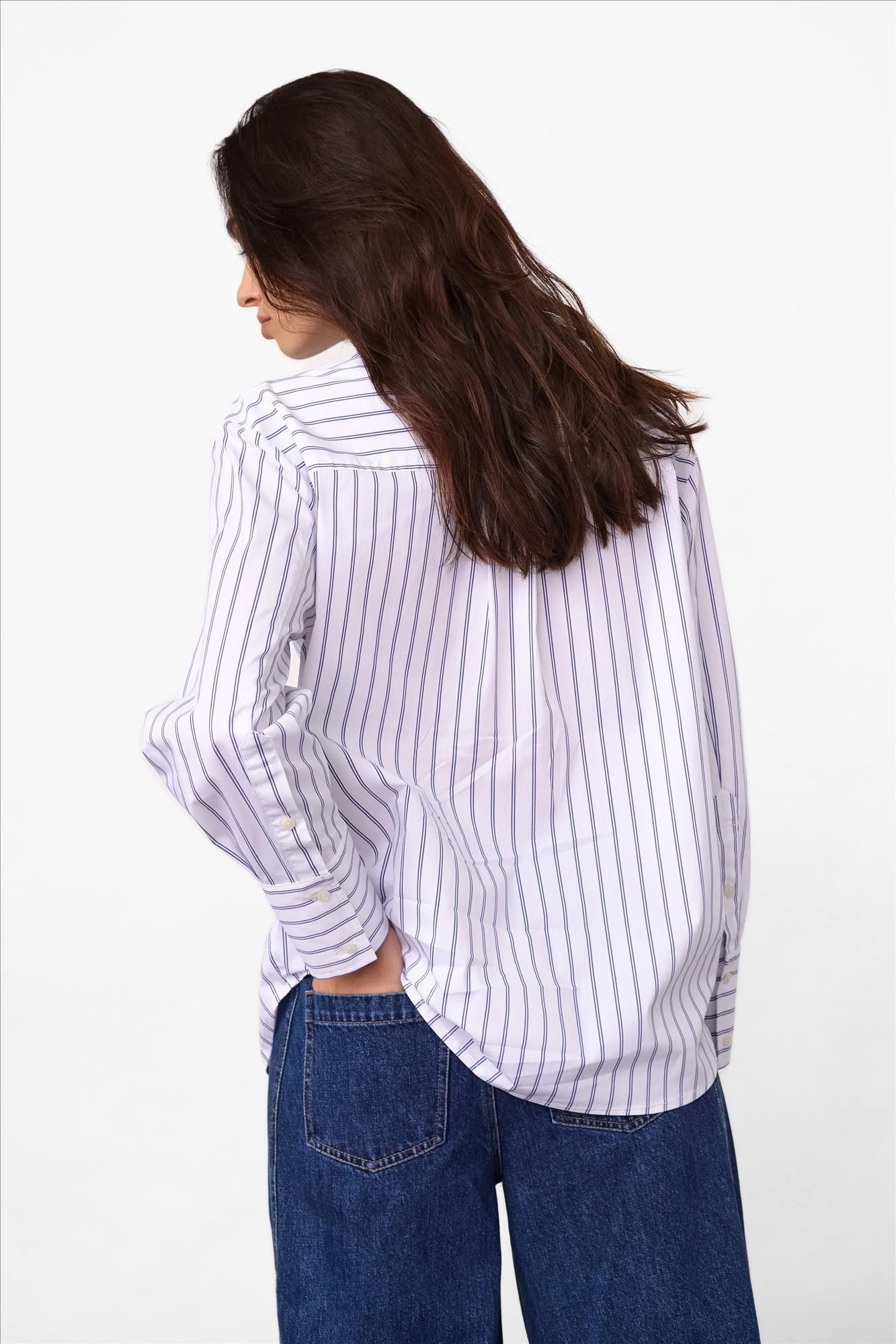 CO'COUTURE - Witte Somo Stripe Funnel Neck blouse