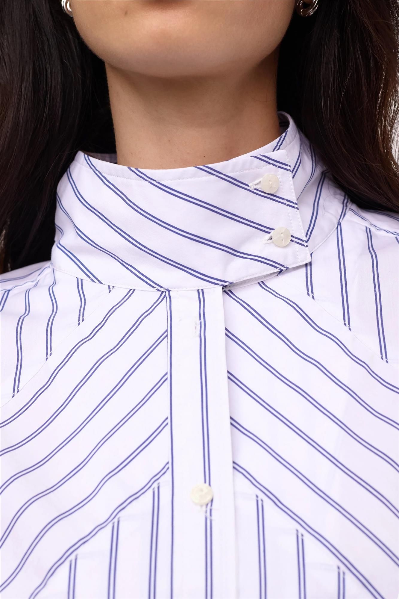 CO'COUTURE - Witte Somo Stripe Funnel Neck blouse