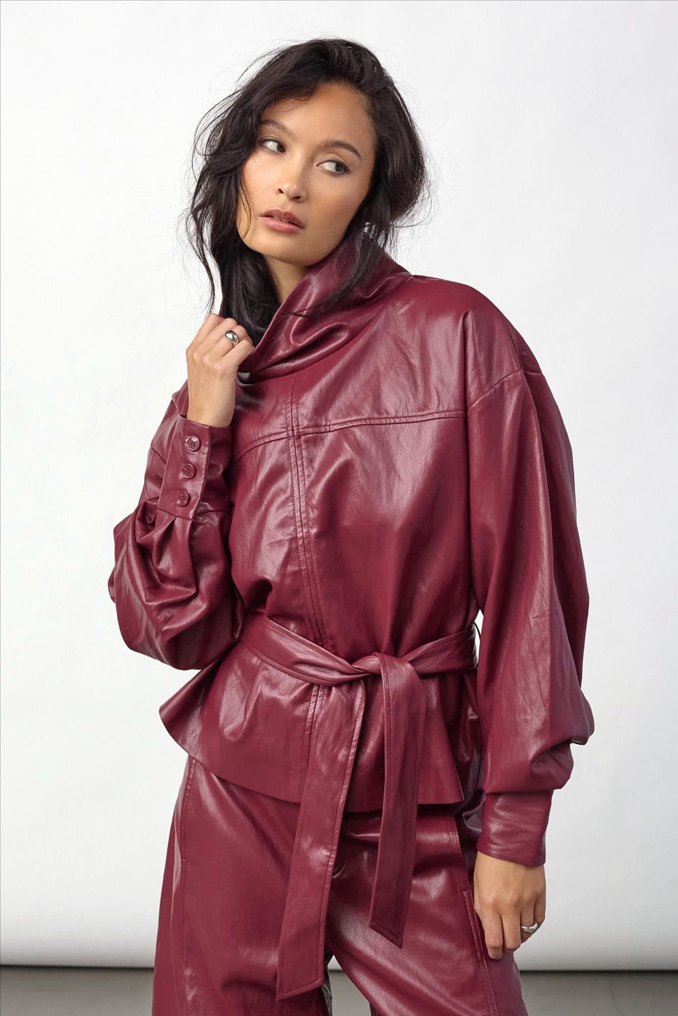 CO'COUTURE - Bordeaux Gitt Funnel Neck blouse