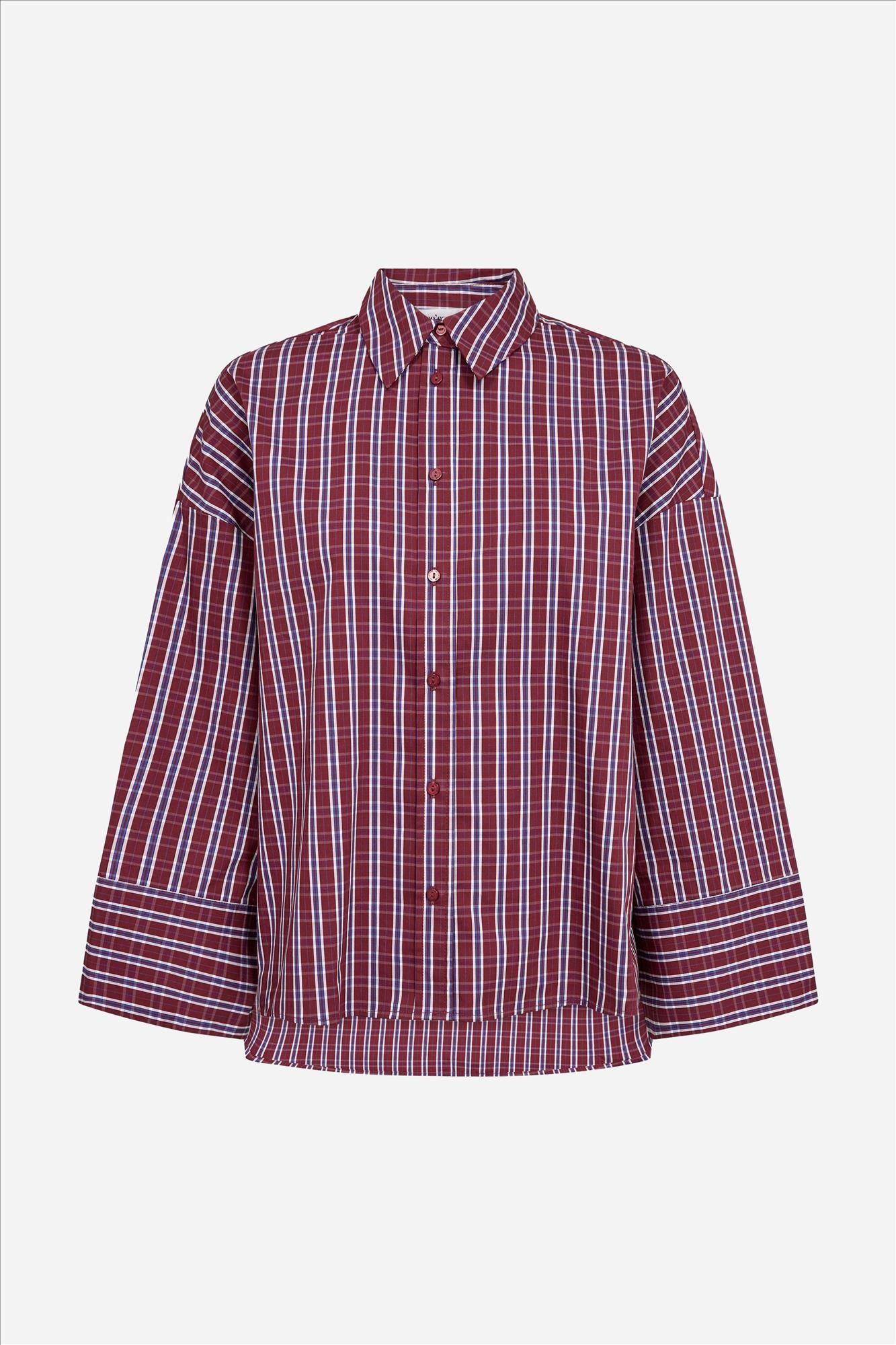 CO'COUTURE - Bordeaux Renee Check Cuff blouse