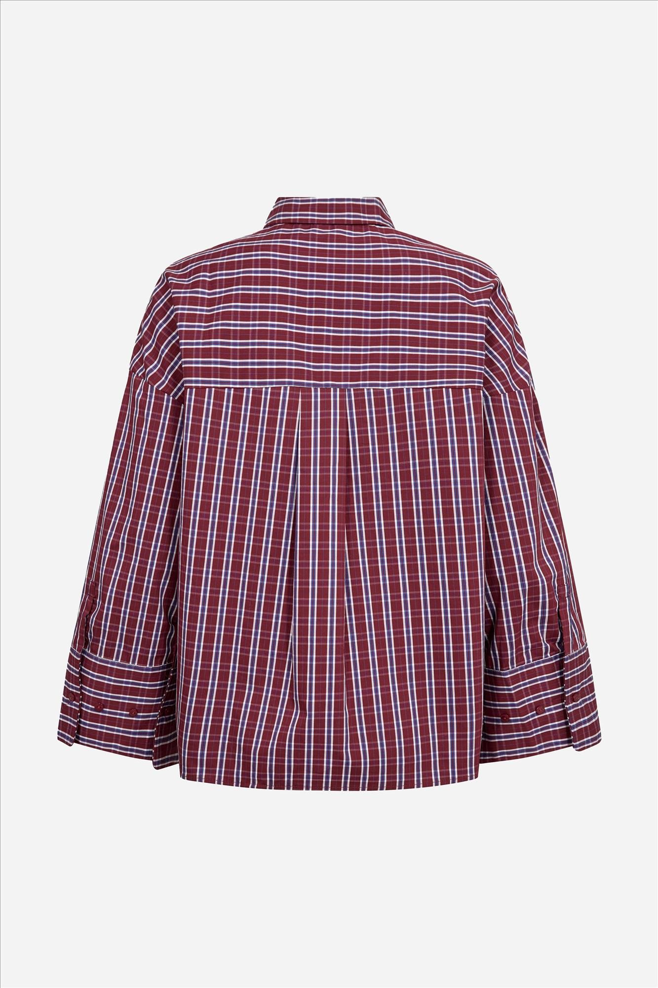 CO'COUTURE - Bordeaux Renee Check Cuff blouse