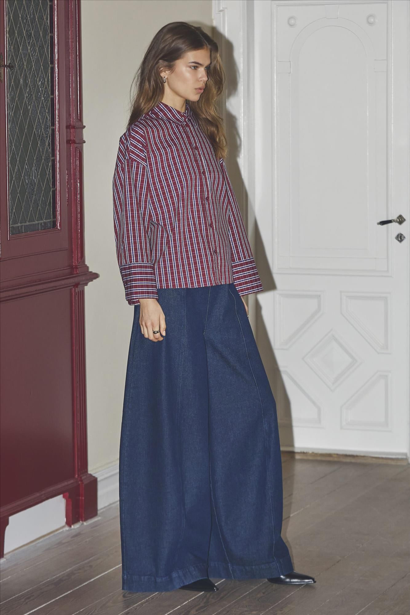 CO'COUTURE - Bordeaux Renee Check Cuff blouse