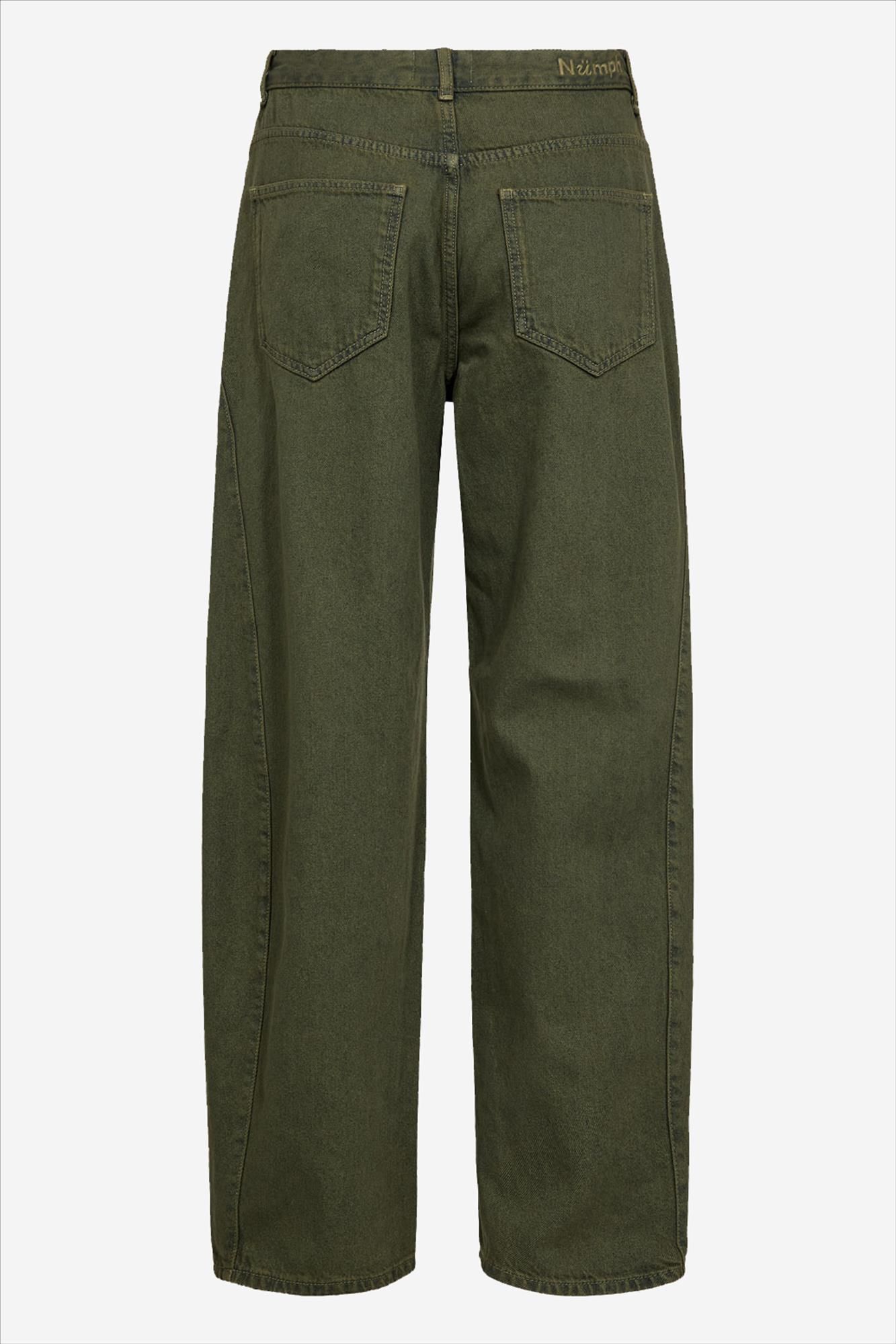Nümph - Donkergroene Amsterdam barrel jeans