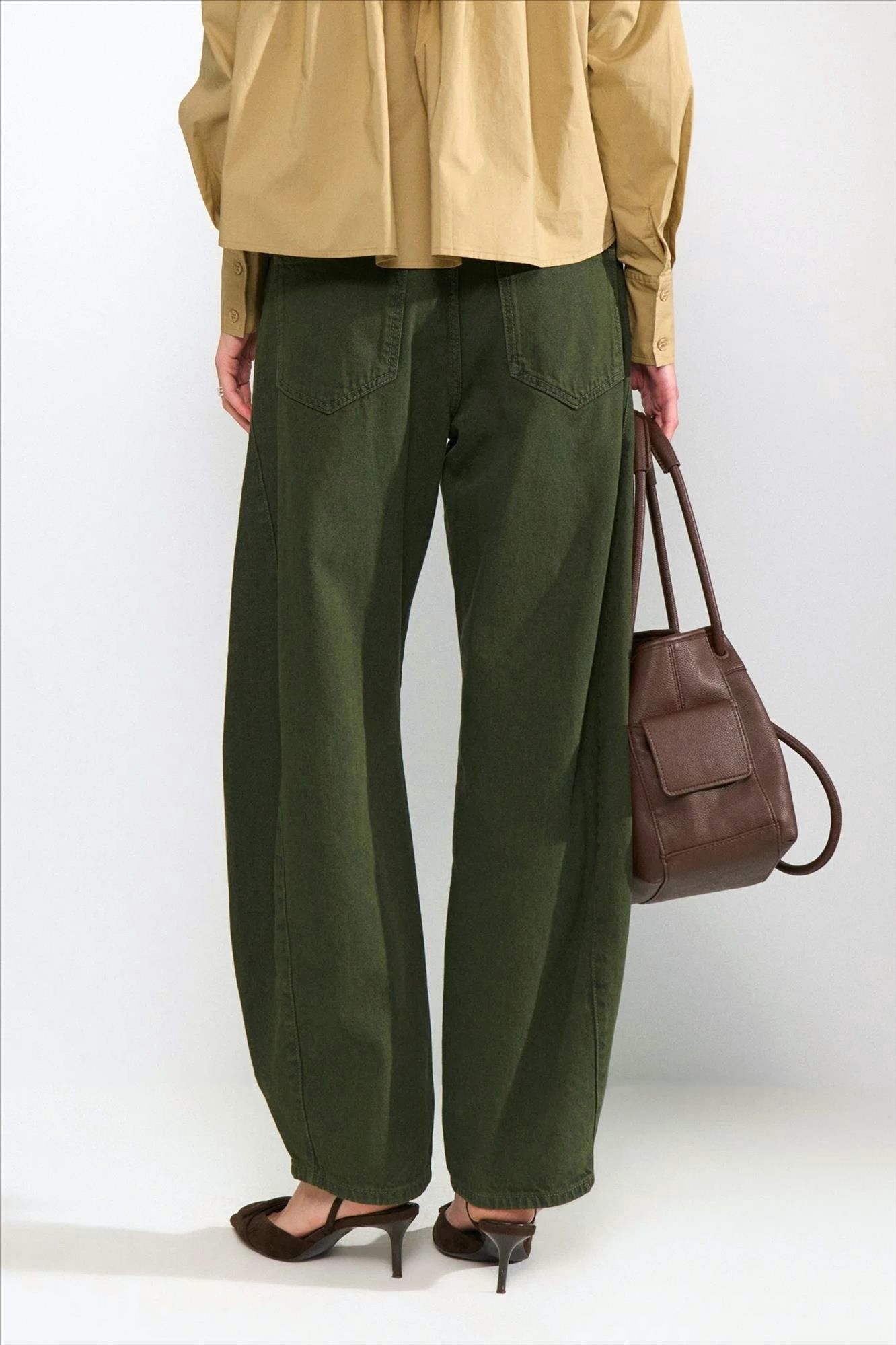 Nümph - Donkergroene Amsterdam barrel jeans