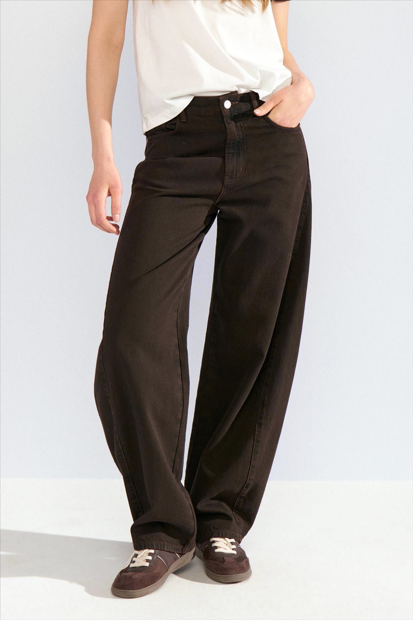 Nümph - Donkerbruine Amsterdam barrel jeans
