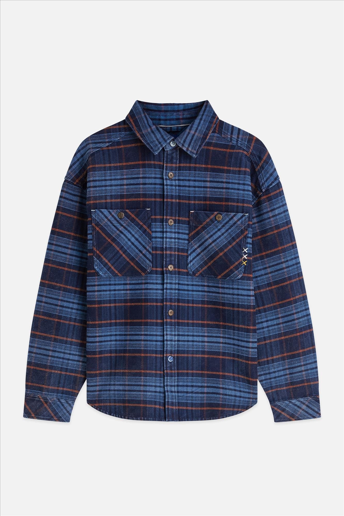 Scotch & Soda - Donkerblauw Checked Denim overshirt