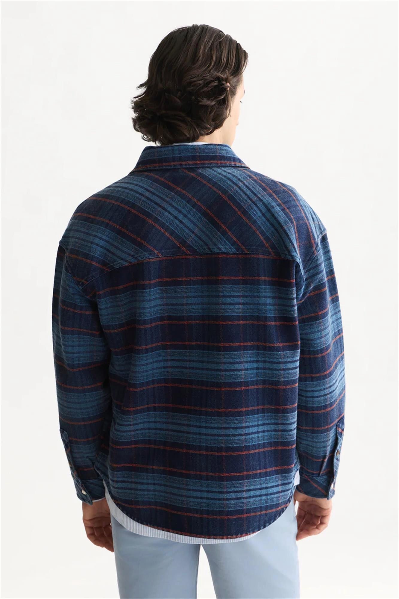 Scotch & Soda - Donkerblauw Checked Denim overshirt