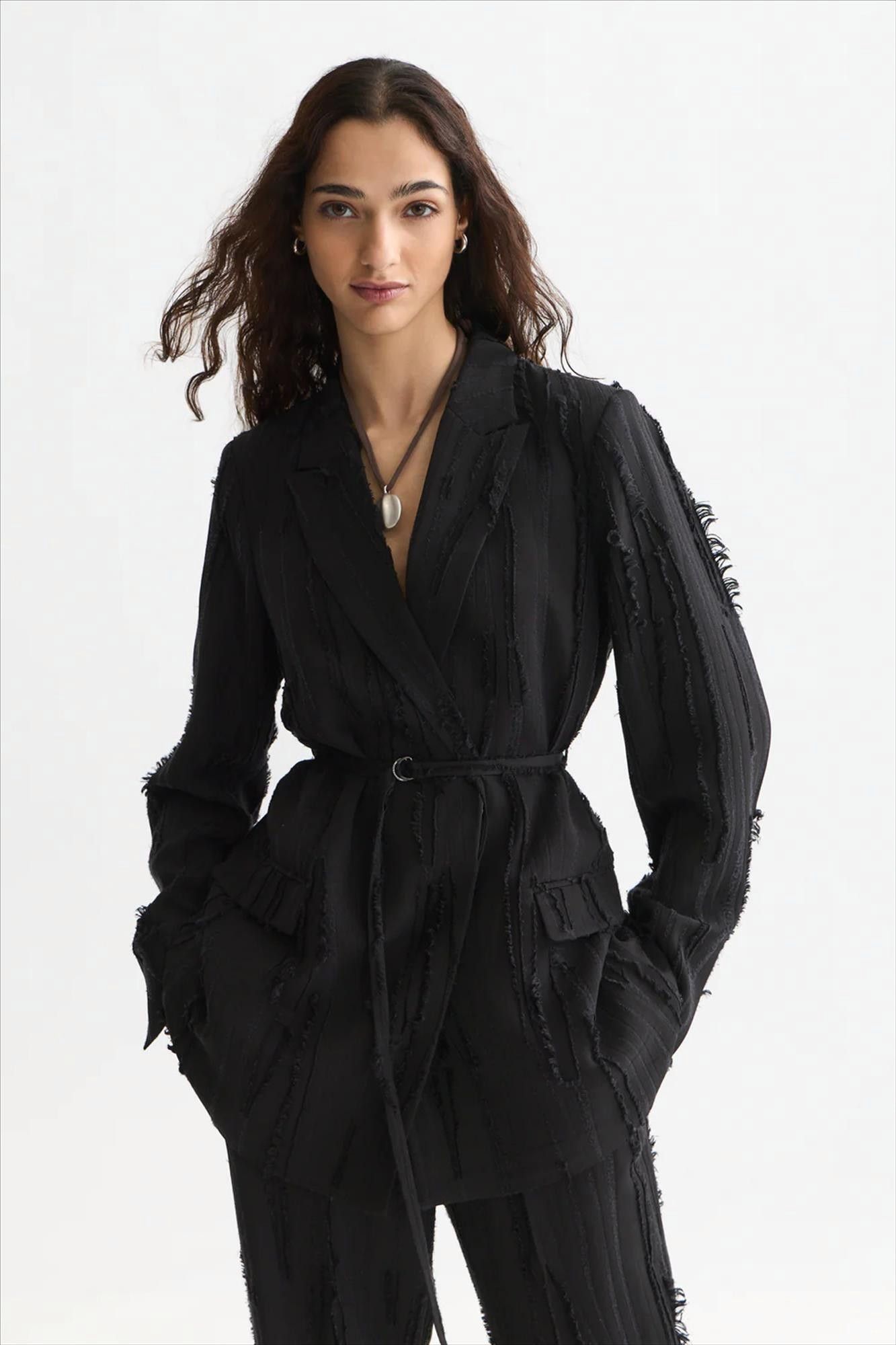 Scotch & Soda - Zwarte Belted blazer