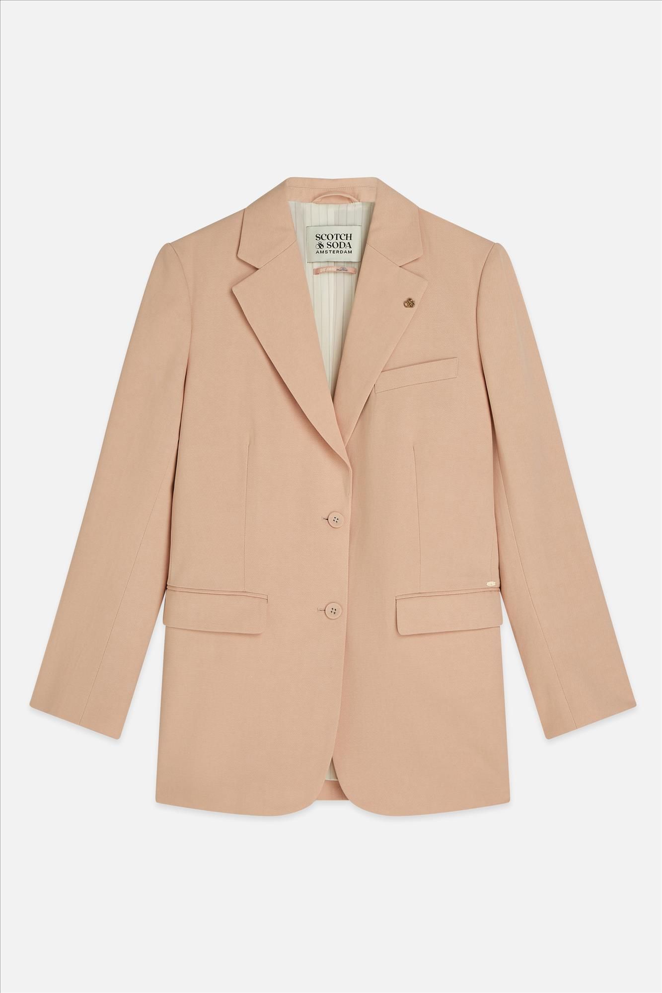 Scotch & Soda - Lichtroze Gabardine relaxed blazer