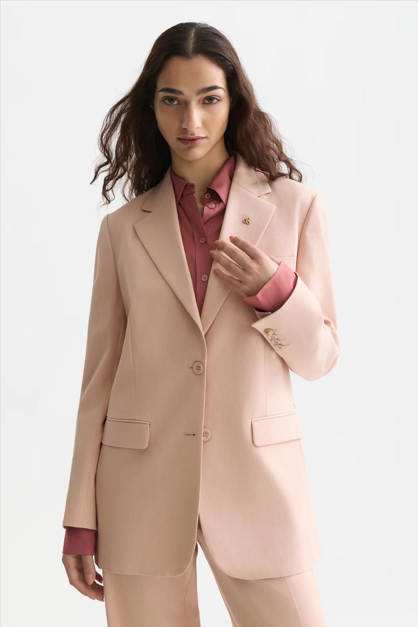 Scotch & Soda - Lichtroze Gabardine relaxed blazer