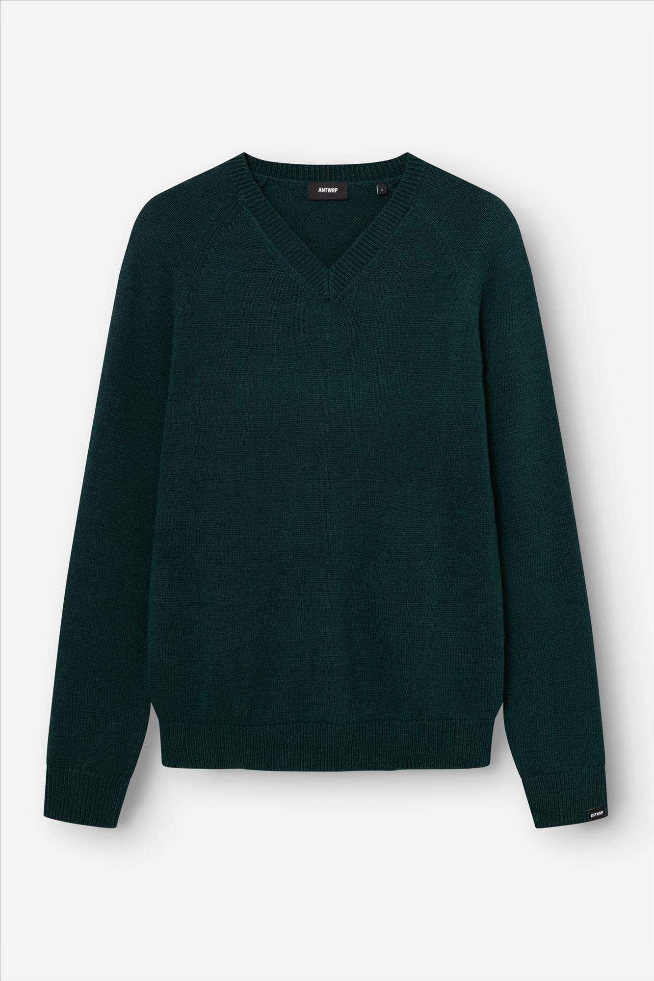 Antwrp - Donkergroene V Neck Merino trui