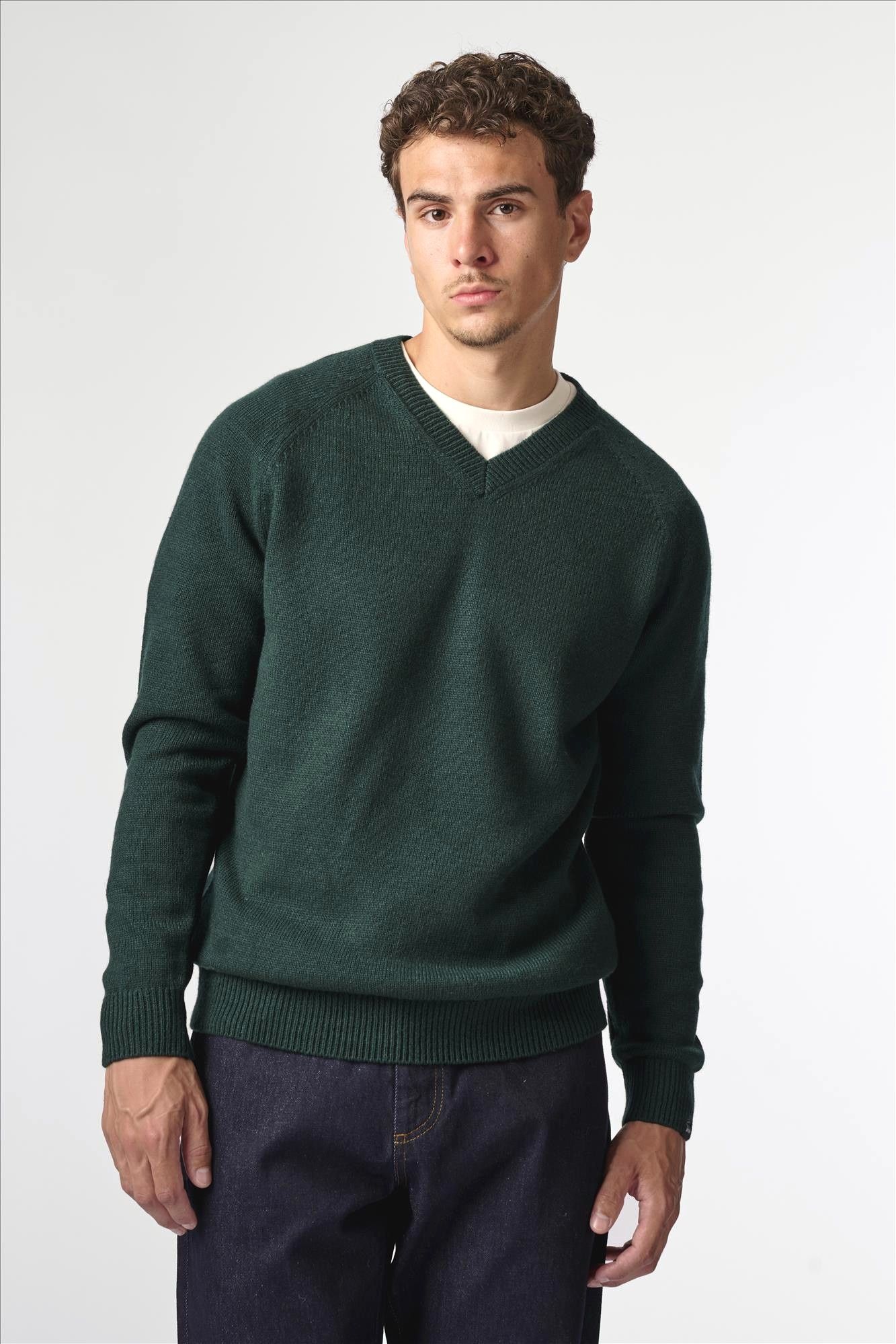 Antwrp - Donkergroene V Neck Merino trui