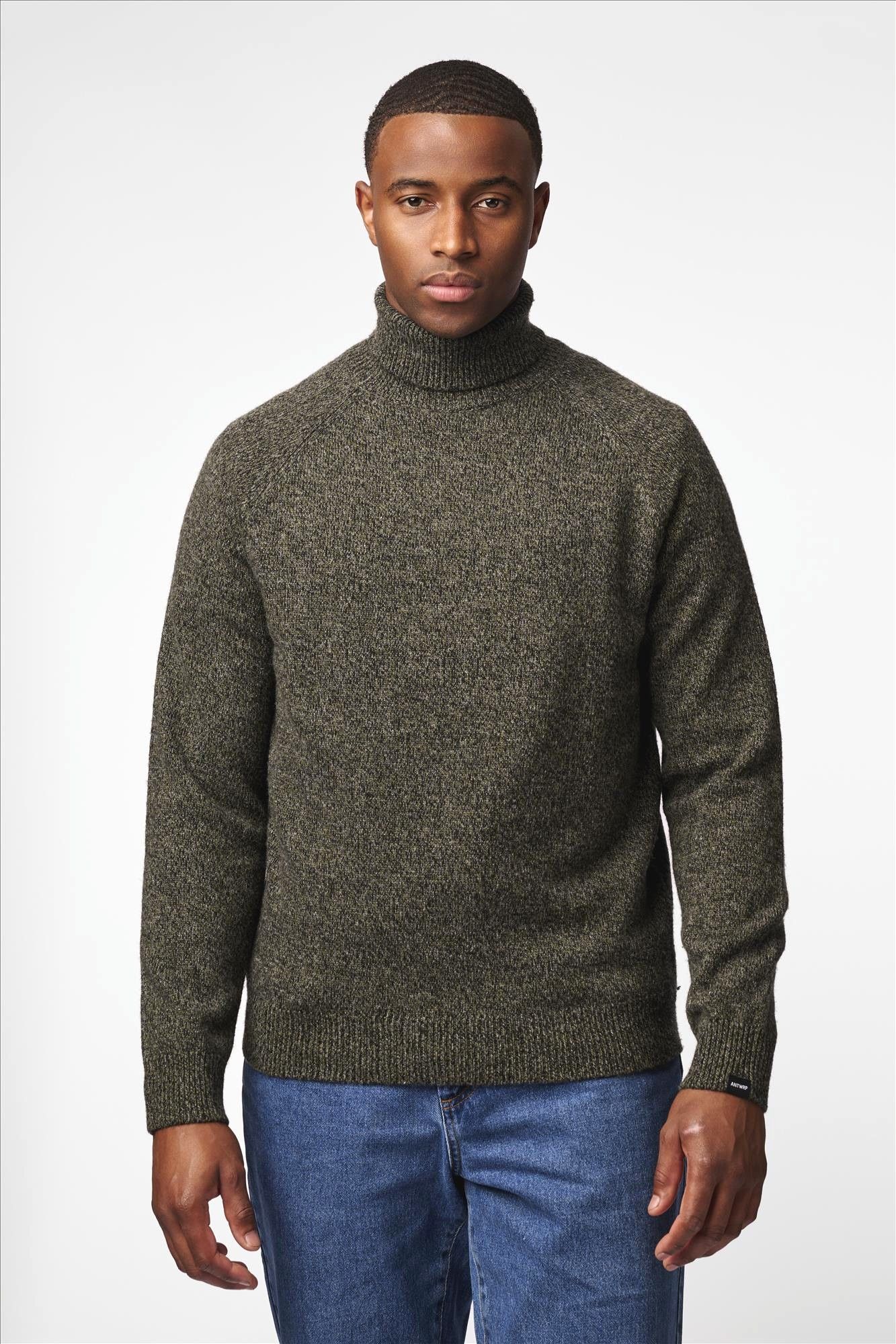 Antwrp - Donkergroene Mouline Turtleneck trui