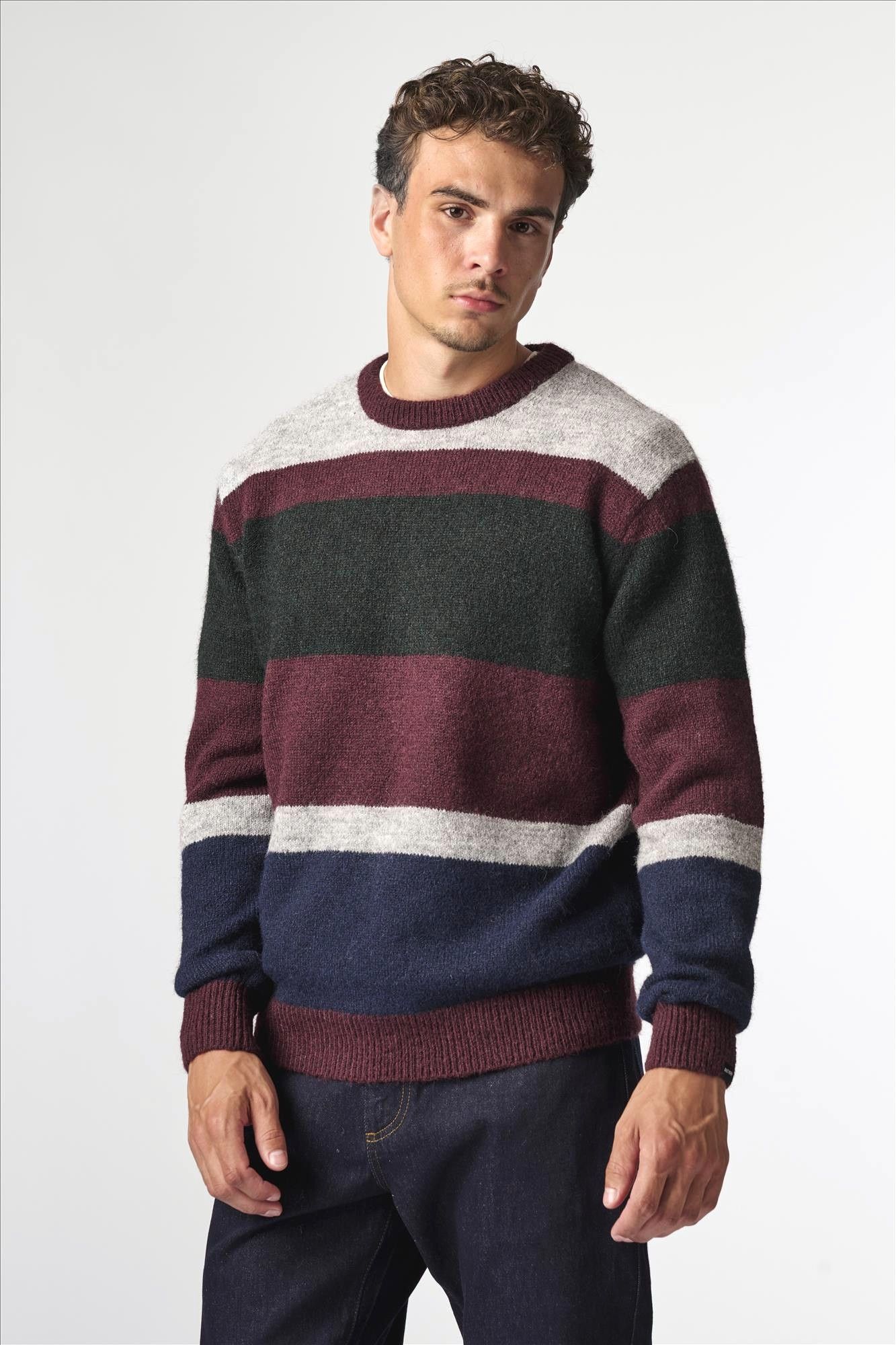 Antwrp - Bordeaux-Grijze Striped trui