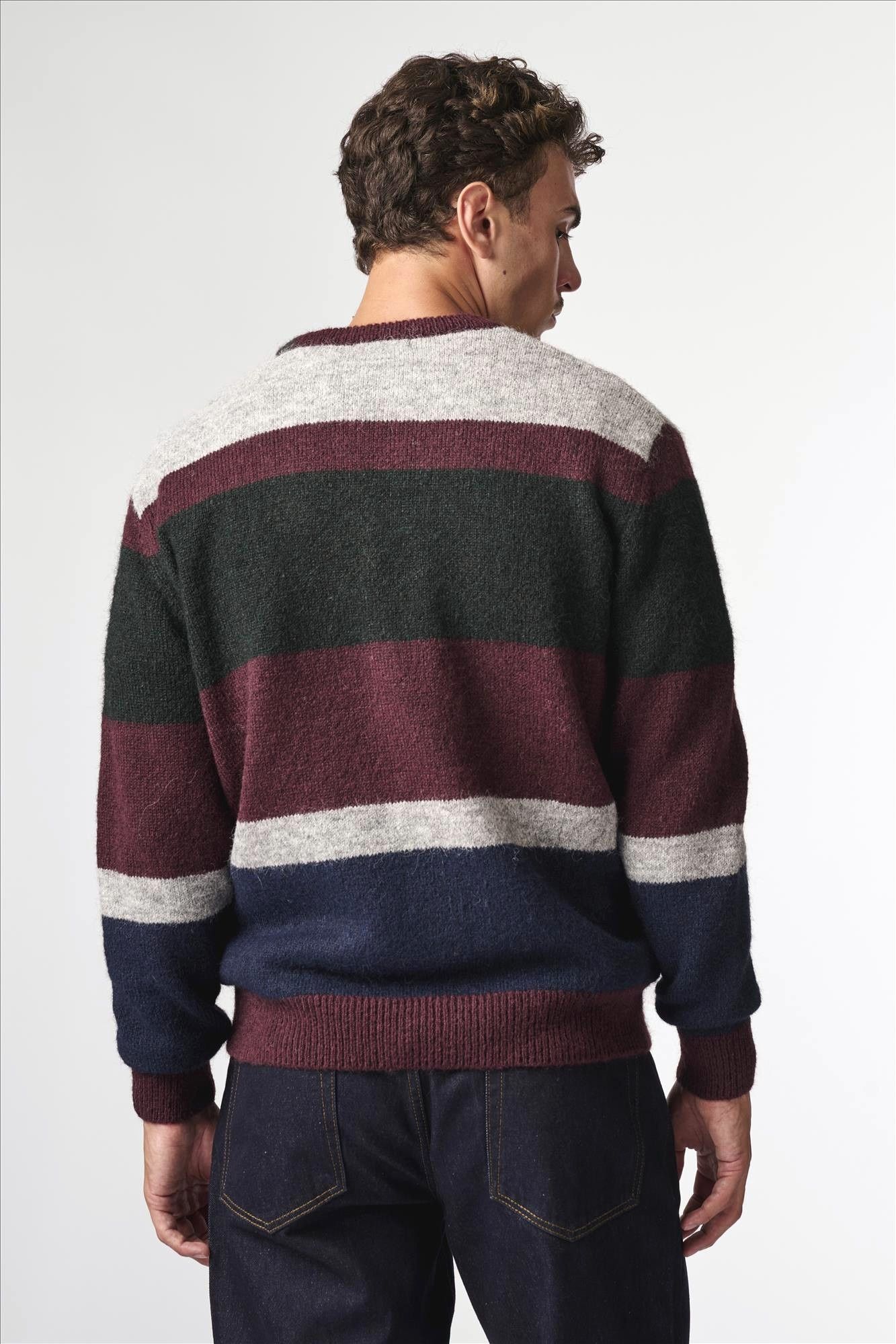 Antwrp - Bordeaux-Grijze Striped trui