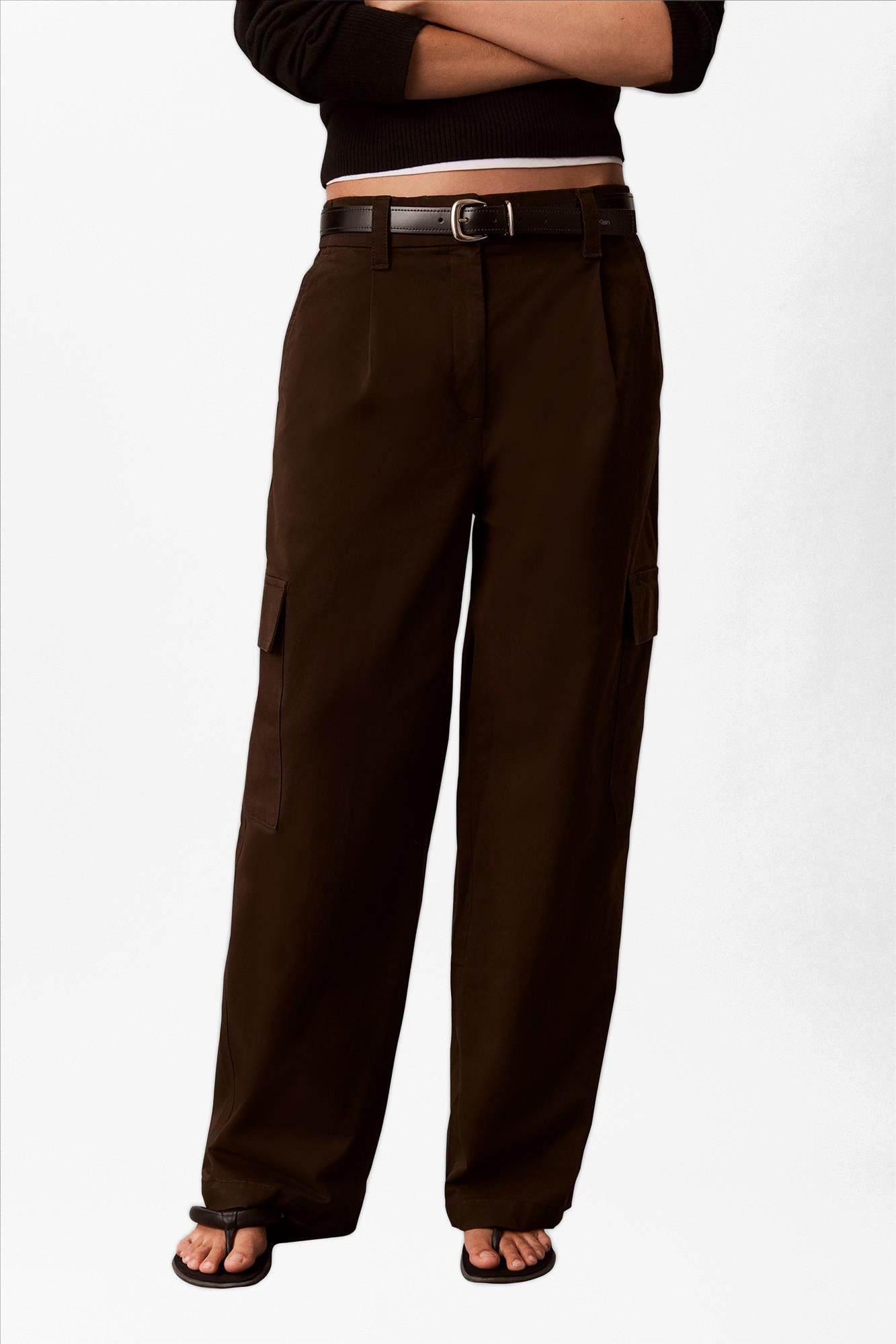 Calvin Klein Jeans - Donkerbruine Cotton cargobroek