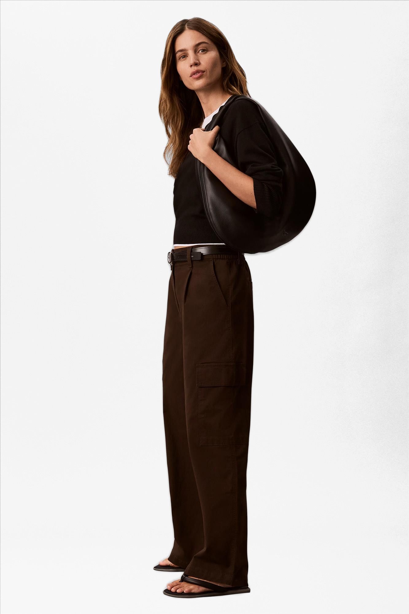 Calvin Klein Jeans - Donkerbruine Cotton cargobroek