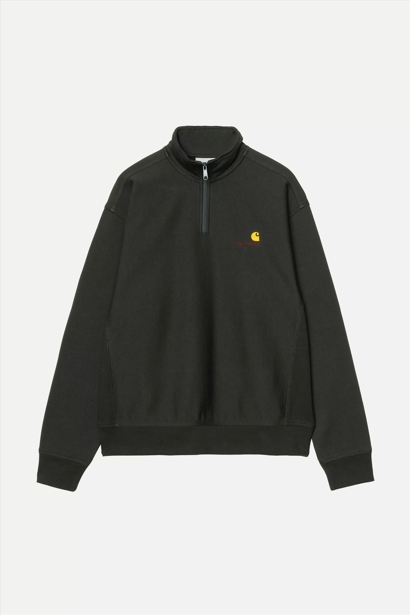 Carhartt WIP -  Donkergroene Half Zip American Script sweater