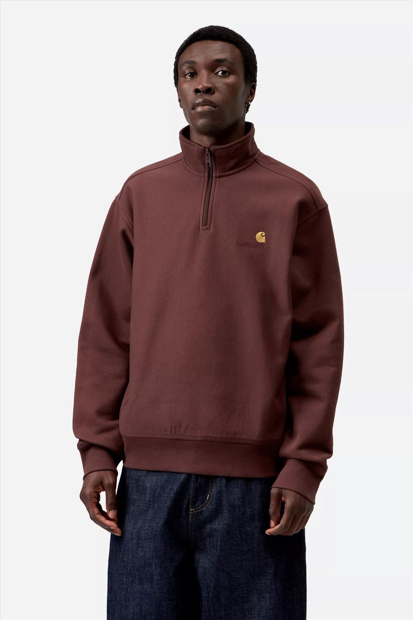 Carhartt WIP - Bordeaux Half Zip American Script sweater