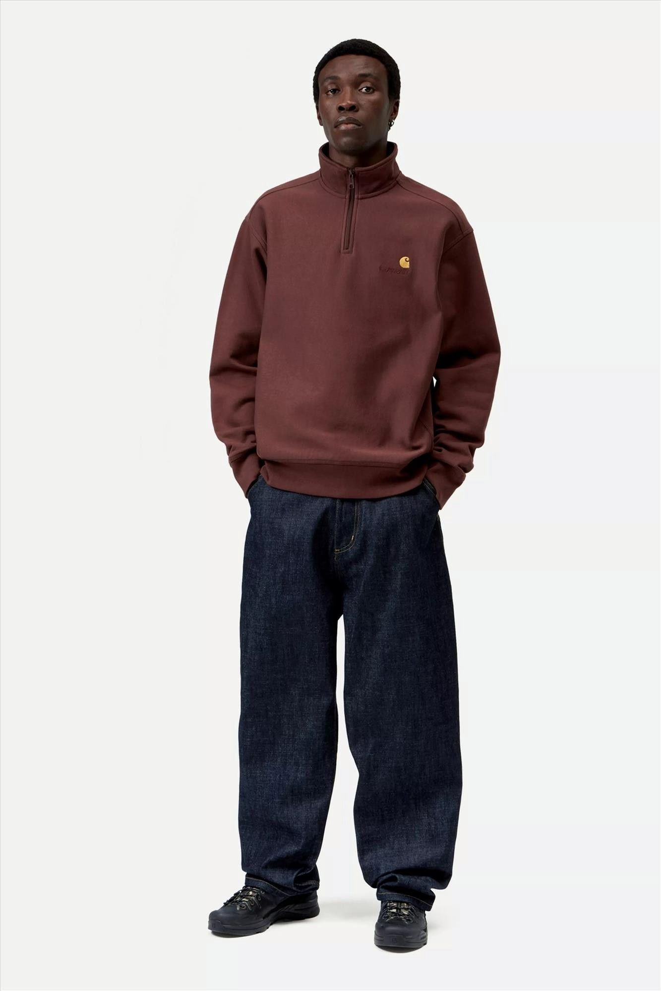 Carhartt WIP - Bordeaux Half Zip American Script sweater
