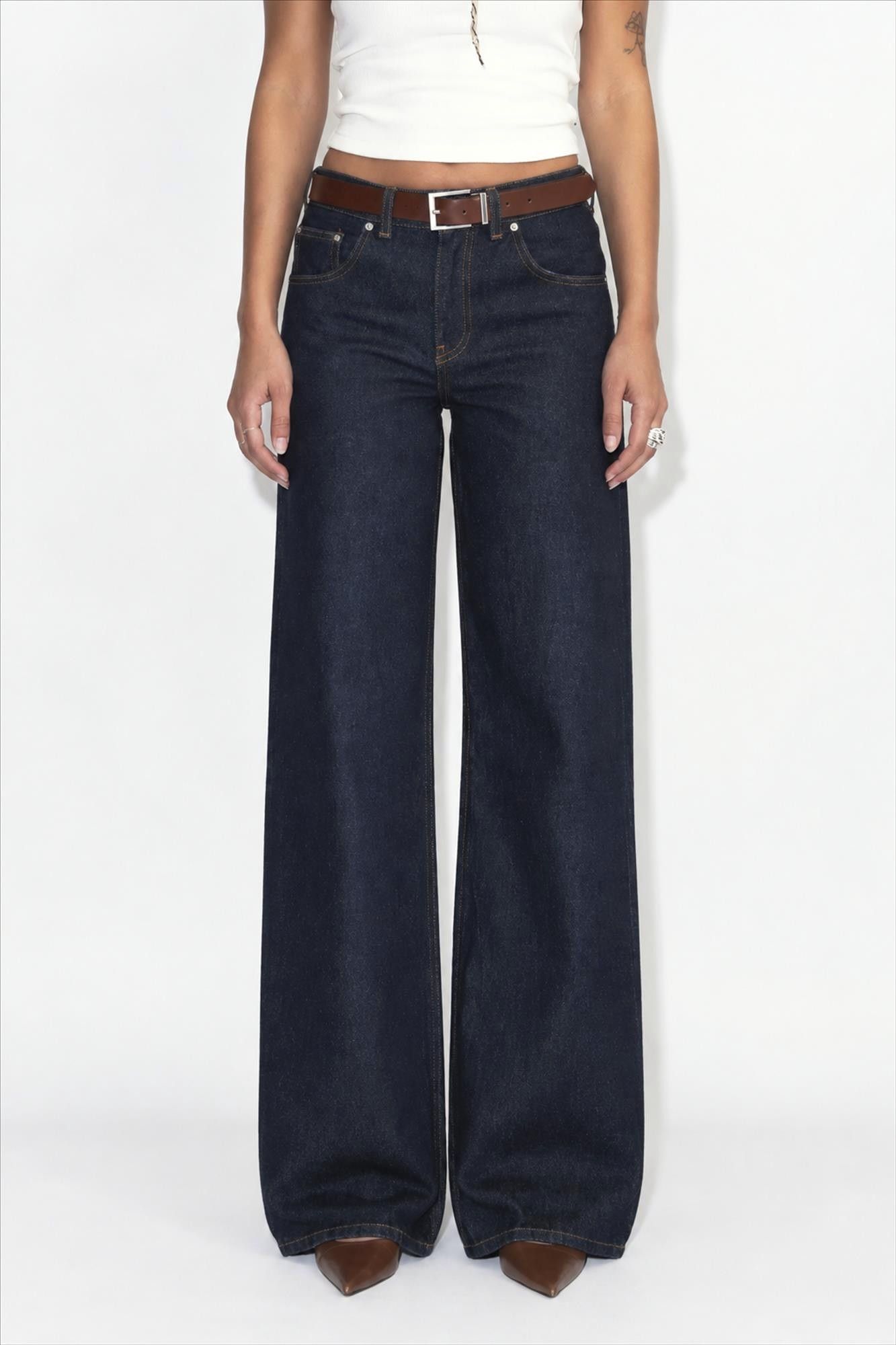 Dr. Denim - Donkerblauwe Rhue low wide jeans